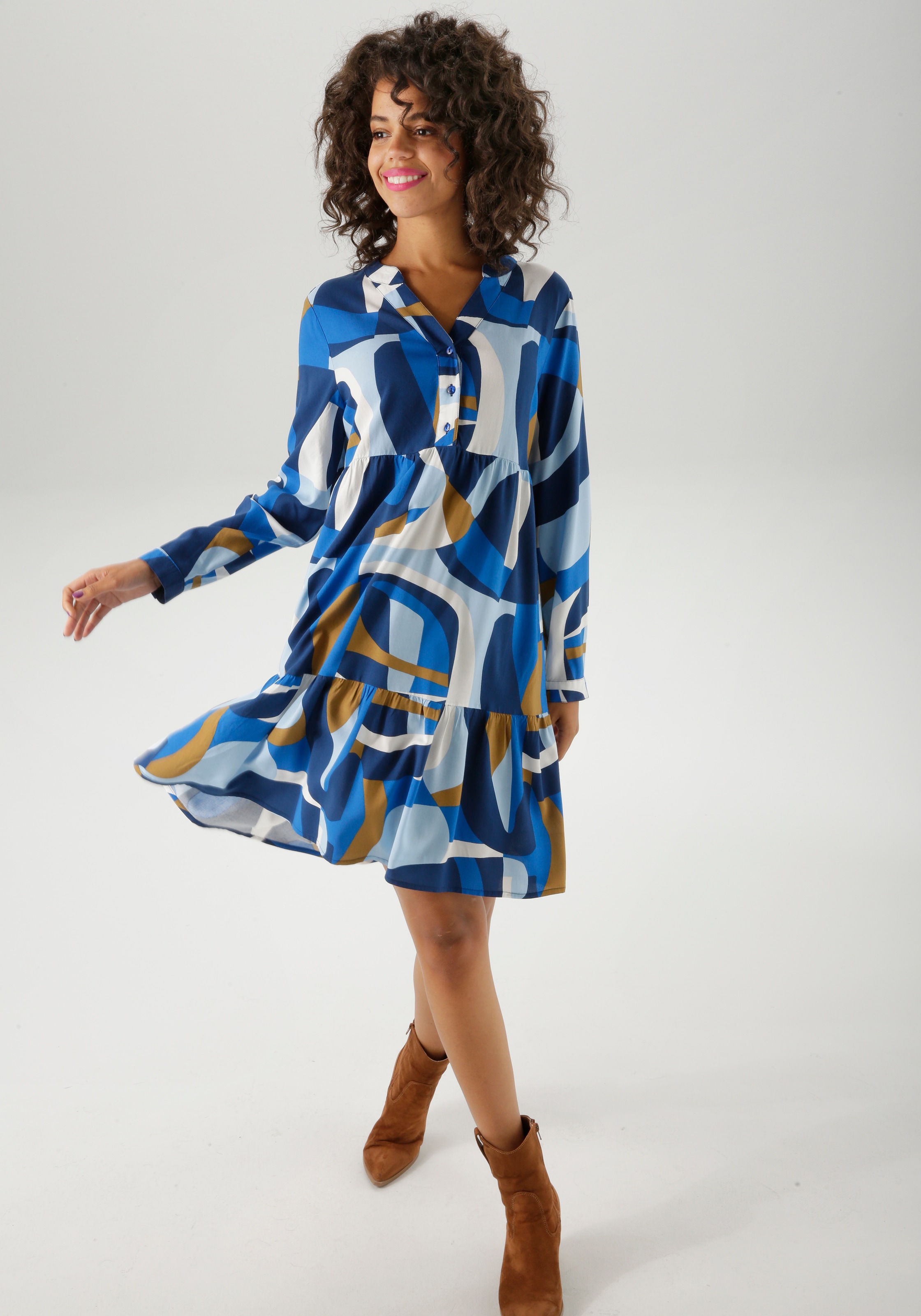 Aniston CASUAL Tunikakleid mit großflächigem, grafischen Druck günstig online kaufen