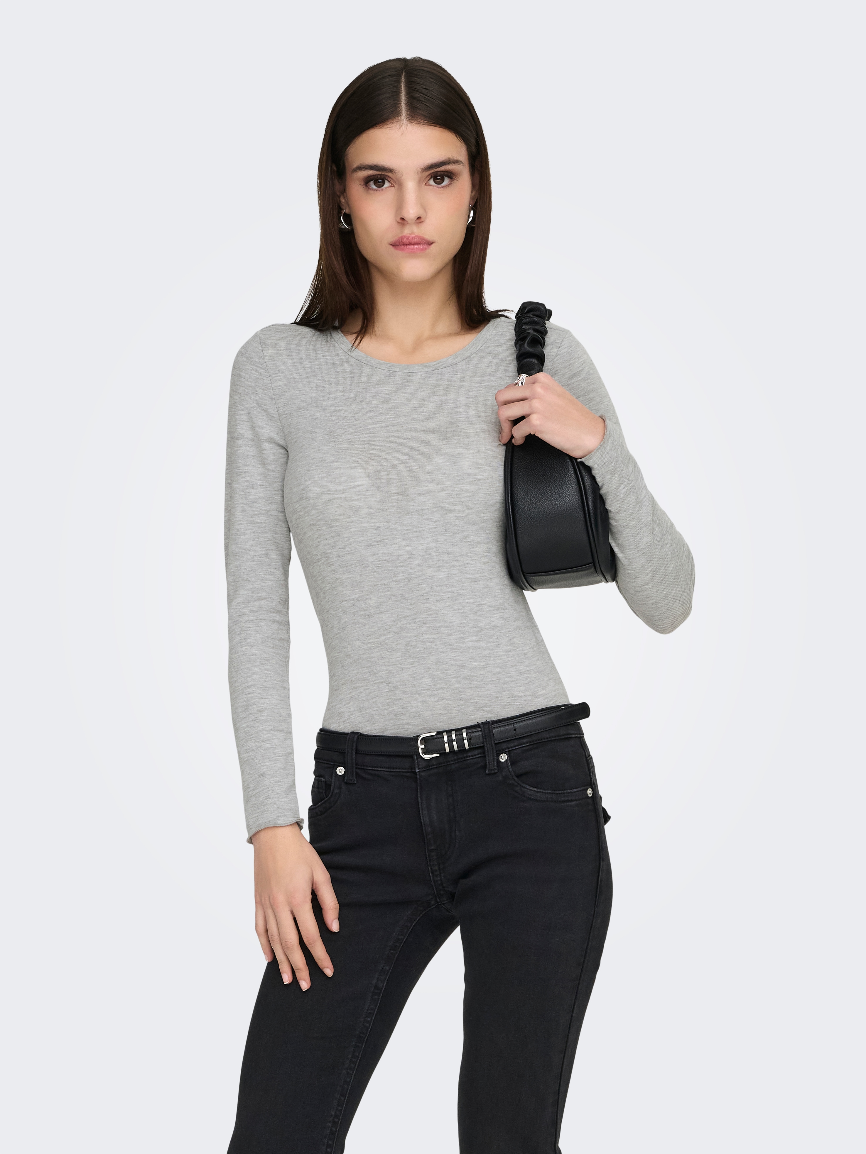 ONLY Langarmshirt "ONLVIRRO O NECK L/S TOP BOX JRS" Materialmix, regular fit