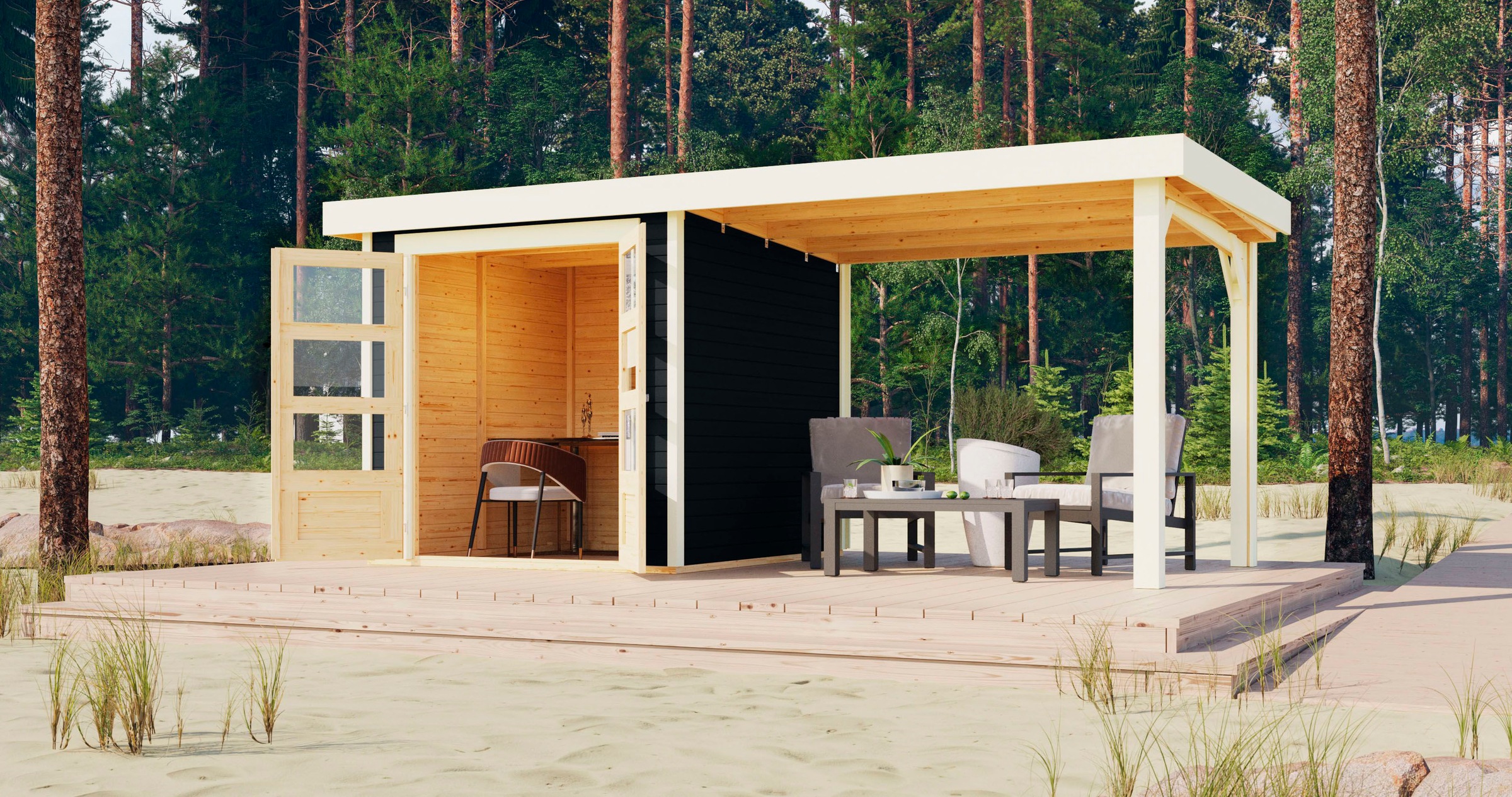 Karibu Gartenhaus »Askola 2«, mit Anbaudach