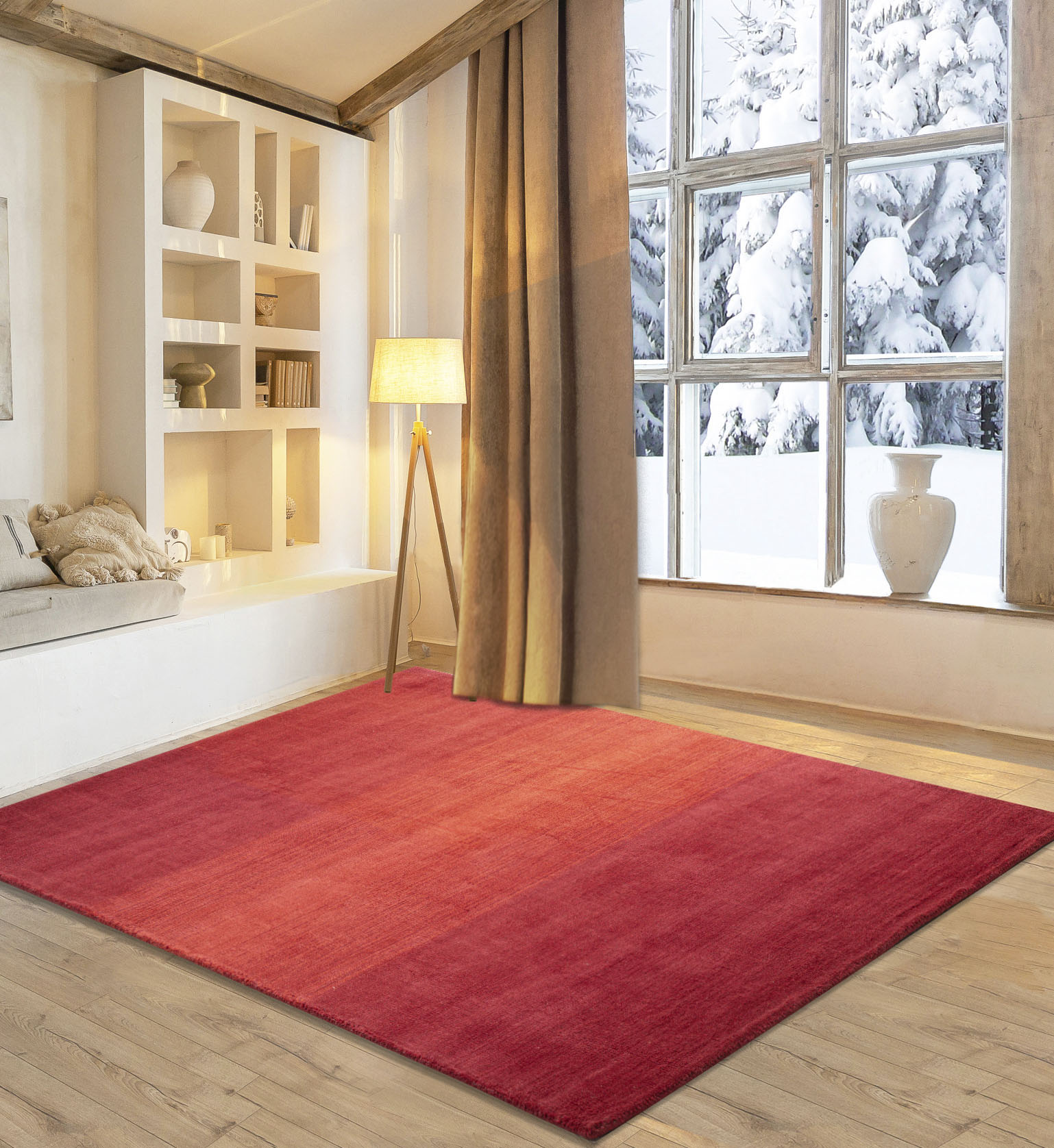 OTTO home Wollteppich "Lessach" rechteckig 14 mm Höhe Handweb Teppich, mit modernem Farbverlauf, reine Wolle, handgewebt