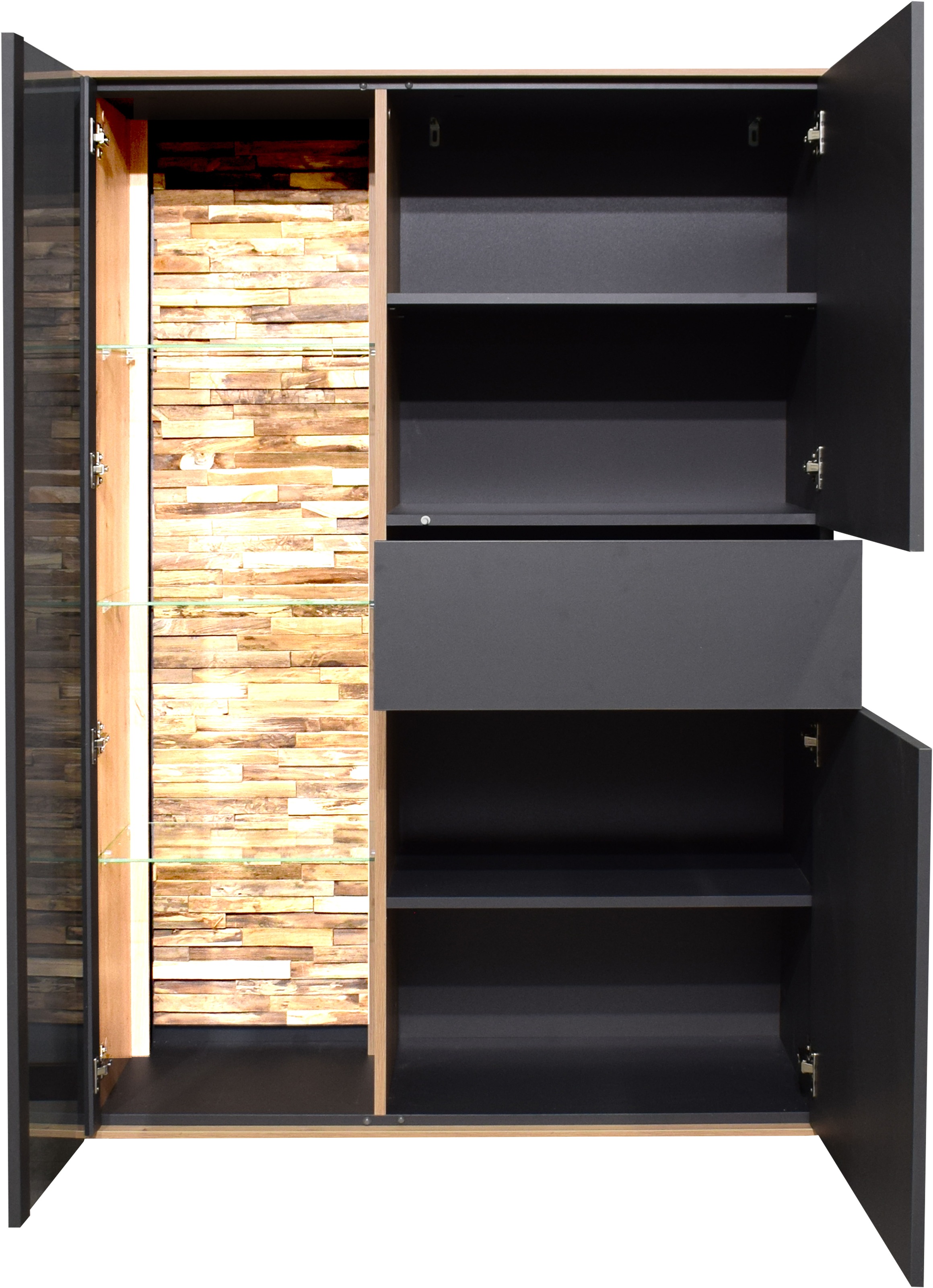 Thumbnail - Mäusbacher Highboard Faro Highboard B 101 cm, inkl.Beleuchtung, Push to open Funktion