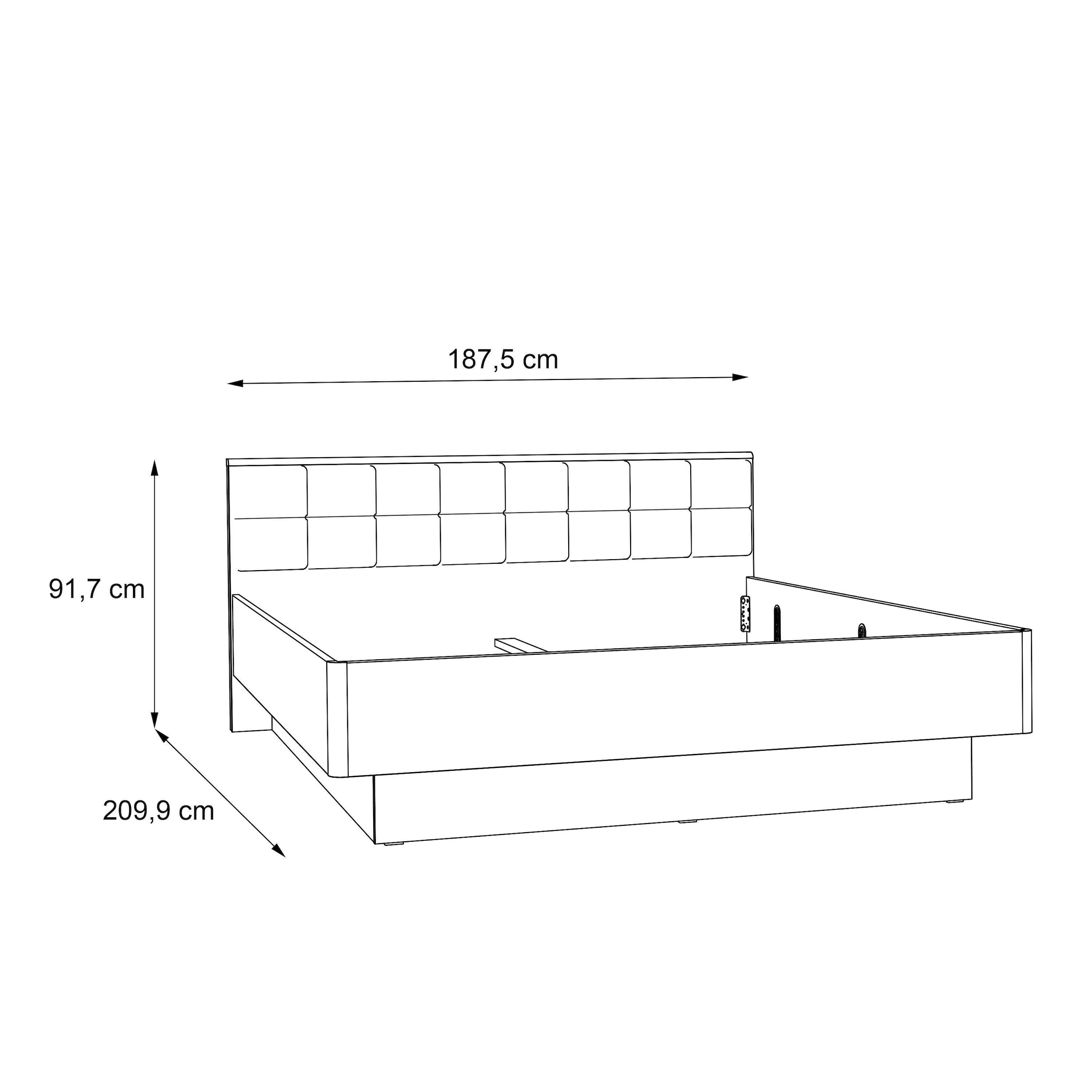 FORTE Futonbett »Clif, Bettanlage, Old – Wood Vintage, Betonoptik Dunkelgrau«, (Liegefläche 180x200cm), mit gepolstertem Kopfteil aus Kunstleder, bis 220KG belastbar