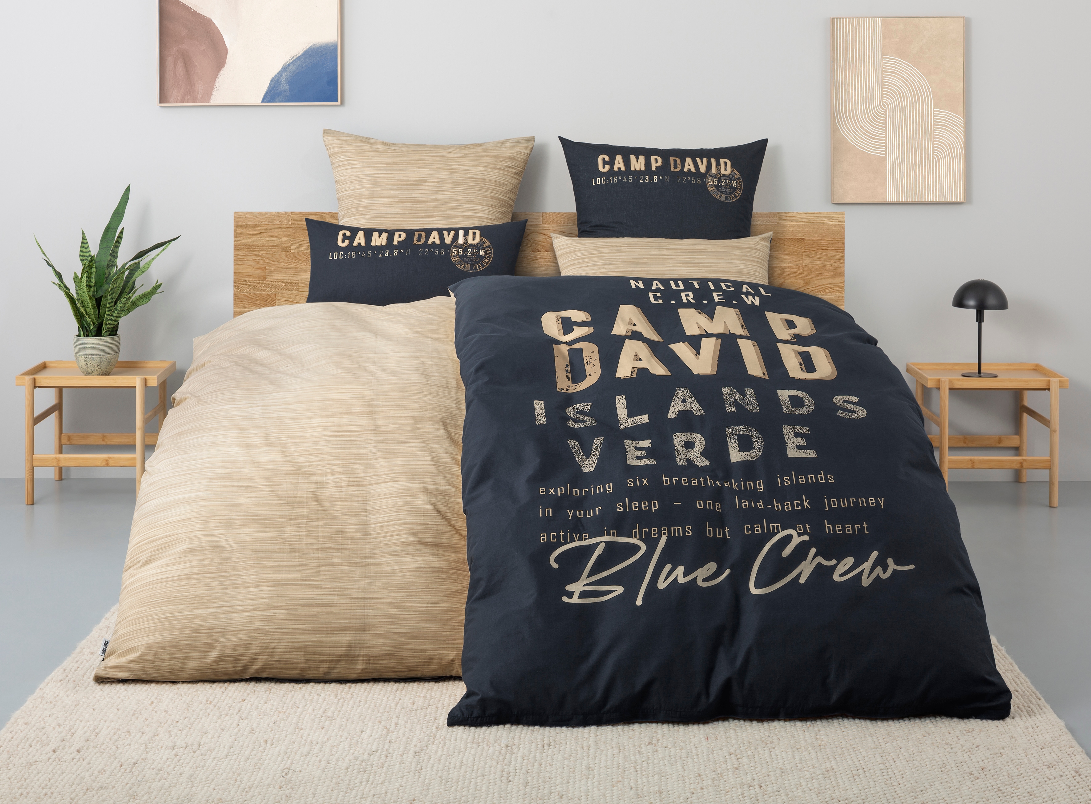 CAMP DAVID Wendebettwäsche "Jerre" 2 tlg. NEUHEIT Bettwäsche ab 135x200cm, mit Schriftzug