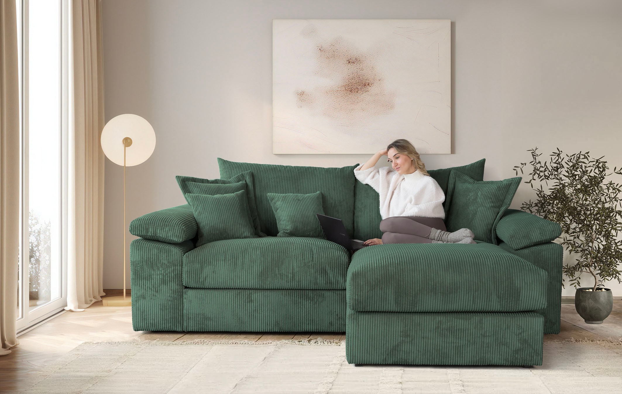 OTTO home "Soft&Cosy XL L-Form, B: 246 cm - OTTO. Verlässliche Qualität." Mega-Sofa, Cord oder Chenille-Struktur, mit Federkern & 4 Zierkissen