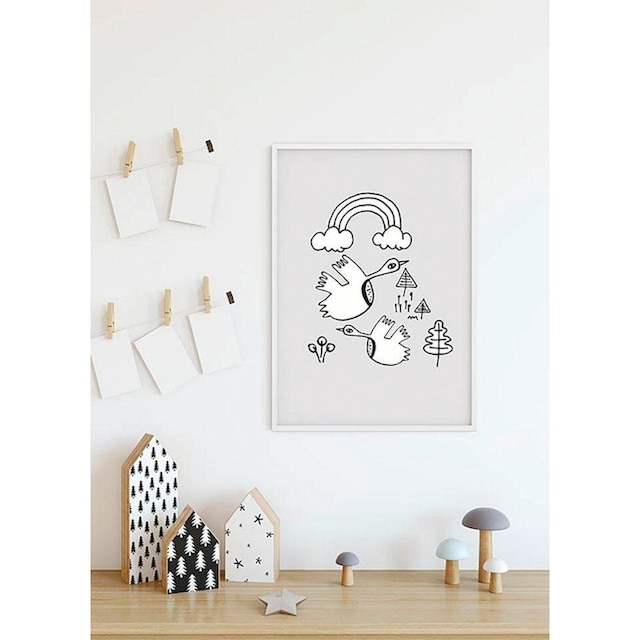 Komar Poster »Scribble Birdy«, Tiere, (Packung, 1 St.), Kinderzimmer,  Schlafzimmer, Wohnzimmer | BAUR