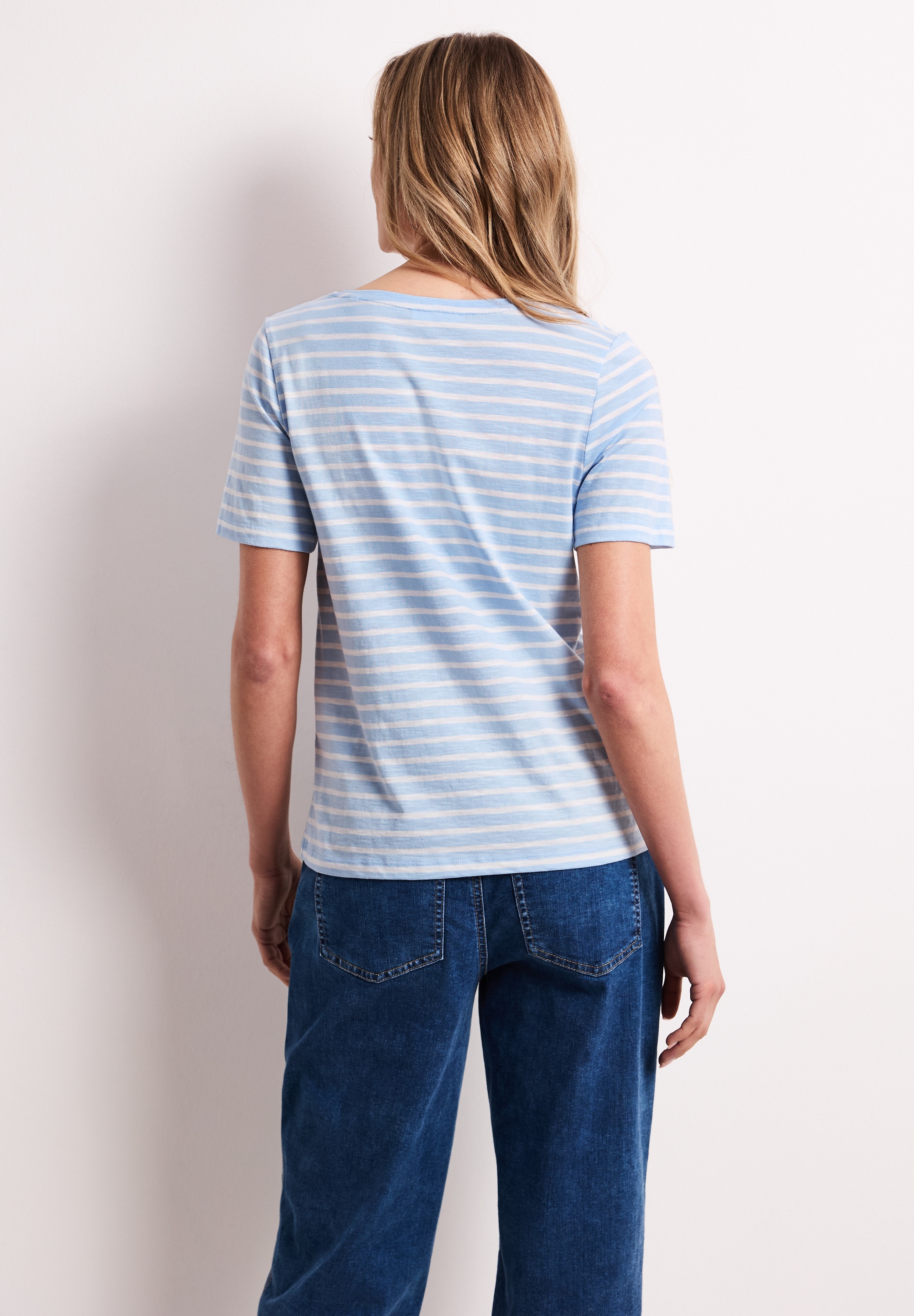 STREET ONE T-Shirt mit abgerundetem V-Ausschnitt