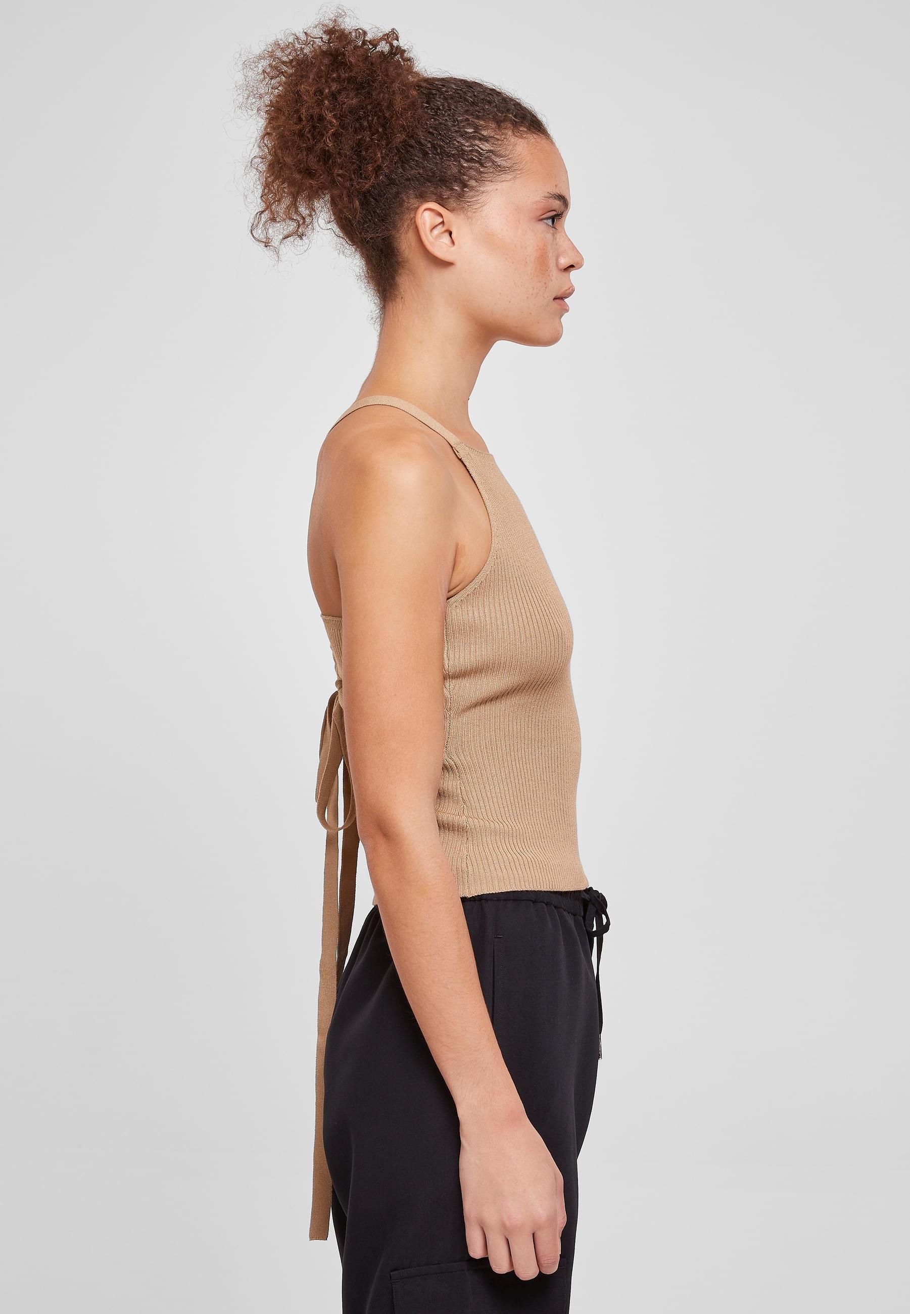 URBAN CLASSICS Muskelshirt »Urban Classics Damen Ladies Rib Knit Crossed Back Top«, (1 tlg.)