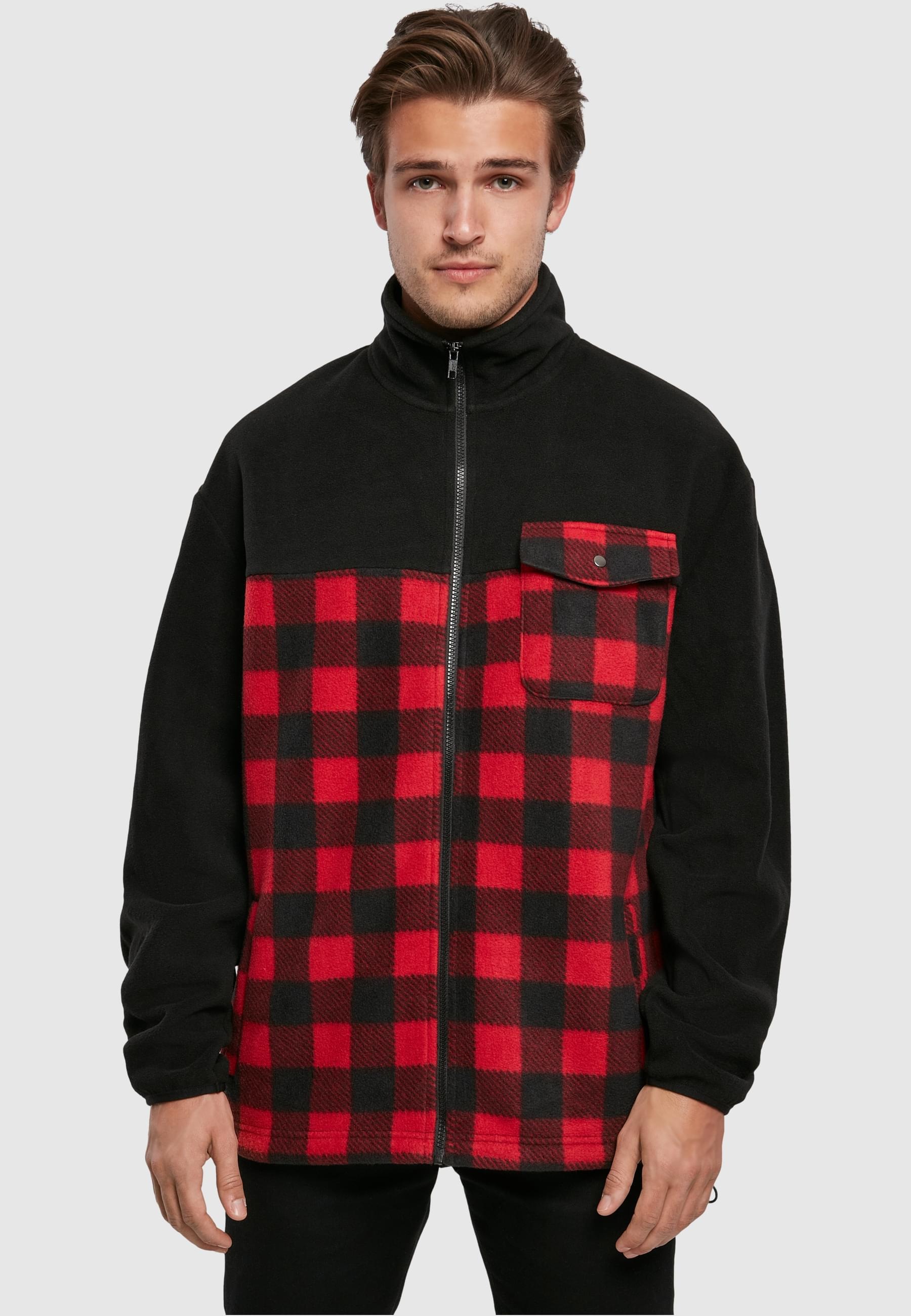 URBAN CLASSICS Winterjacke »Urban Classics Herren Patterned Polar Fleece Track Jacket«, (1 St.), mit Kapuze