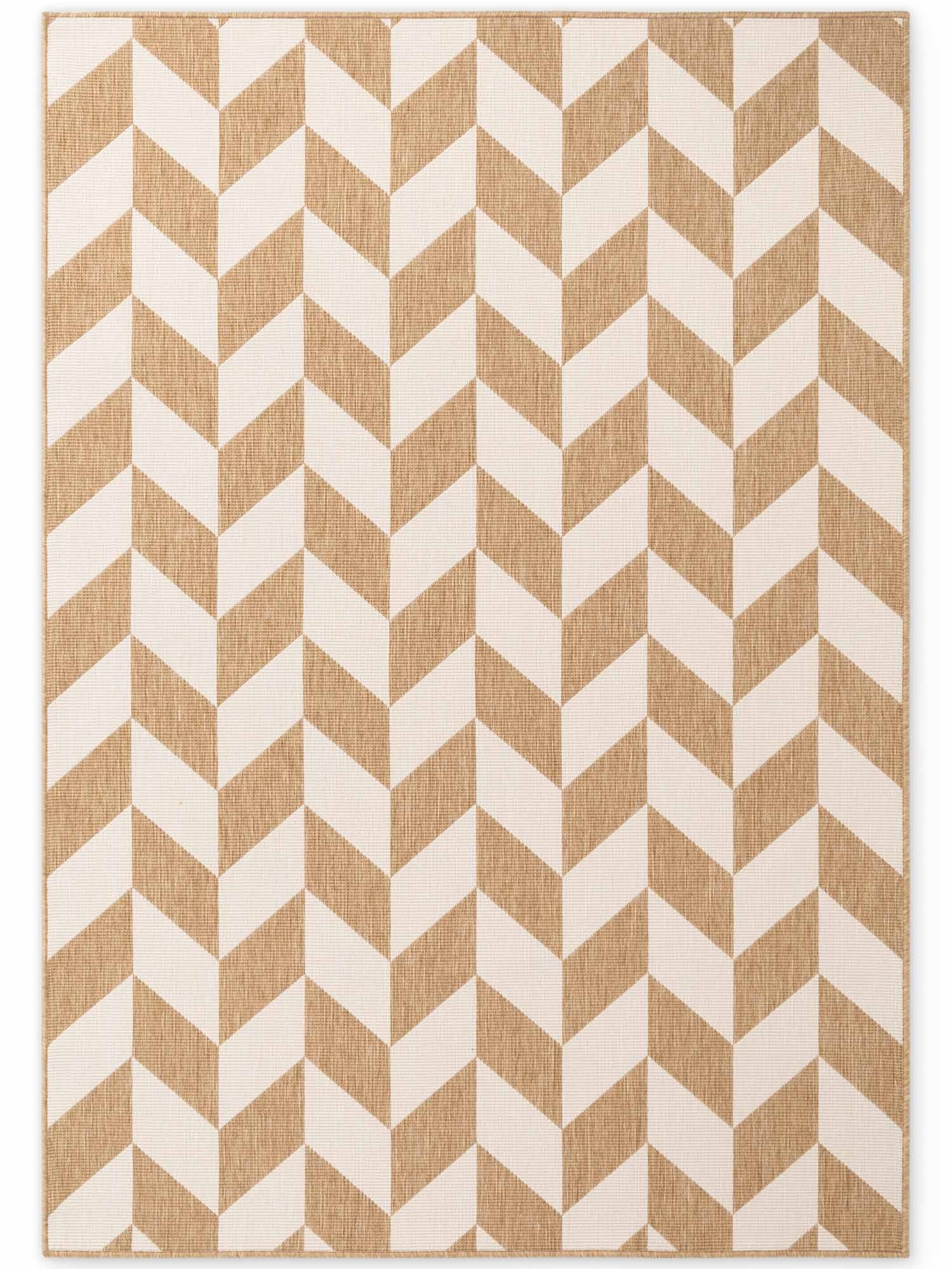 Ted Baker Terrick Reversible Indoor Outdoor Rug Chevron Design in Beige | Size: 120cm x 170cm
