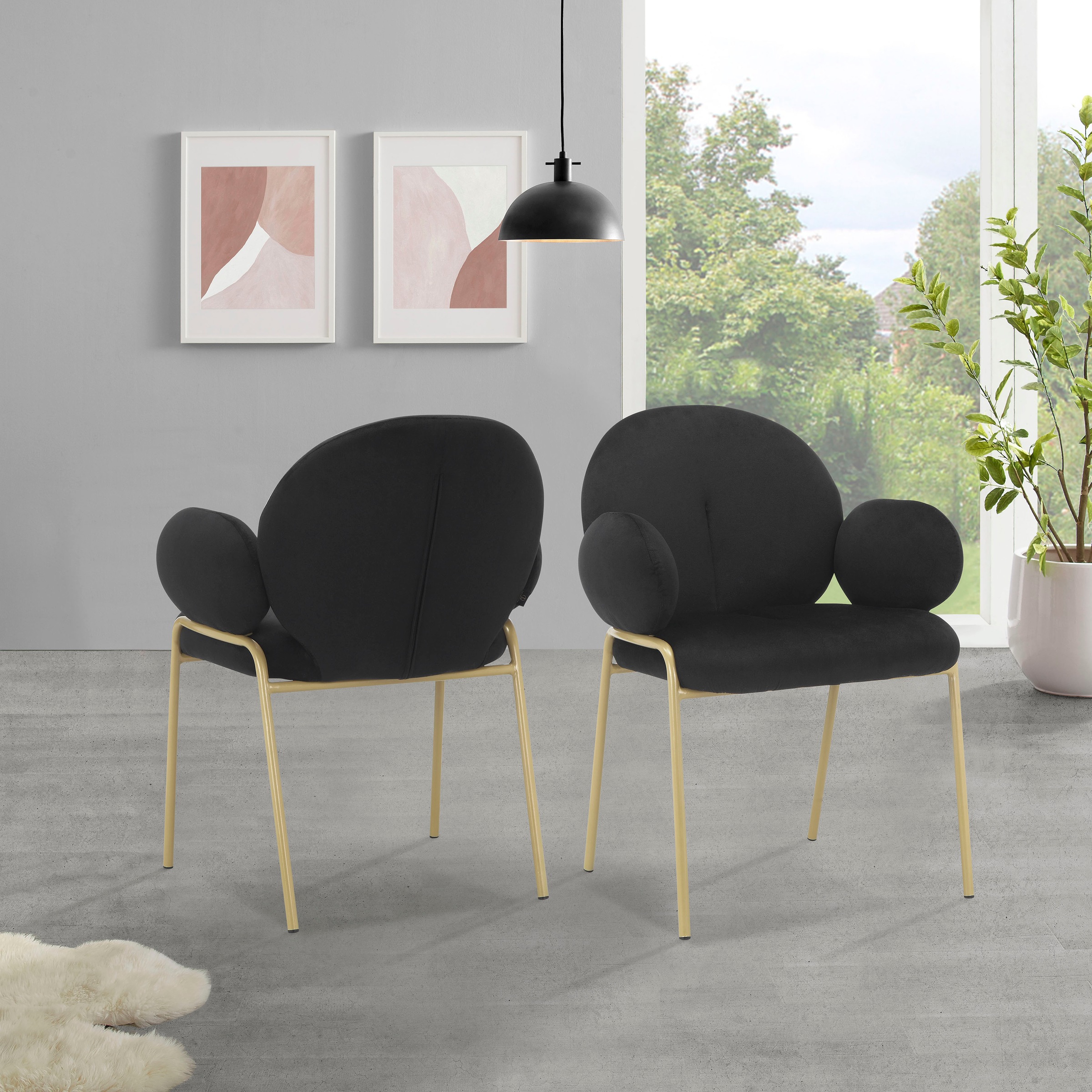 Leonique Esszimmerstuhl »Albie«, 2 Sitz aus bestellen BAUR 48,5 cm St., Veloursstoff, Metall, gepolstert, | Gestell Rücken Sitzhöhe und