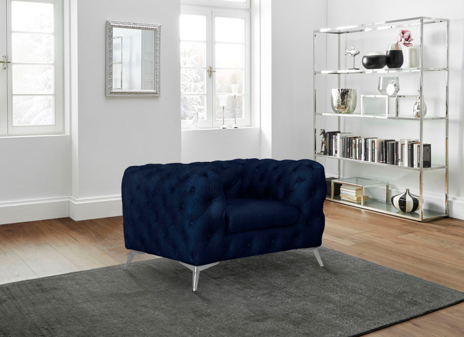 Leonique Chesterfield-Sessel »Glynis Sessel«, aufwändige Knopfheftung, moderne Chesterfield Optik, Fußfarbe wählbar