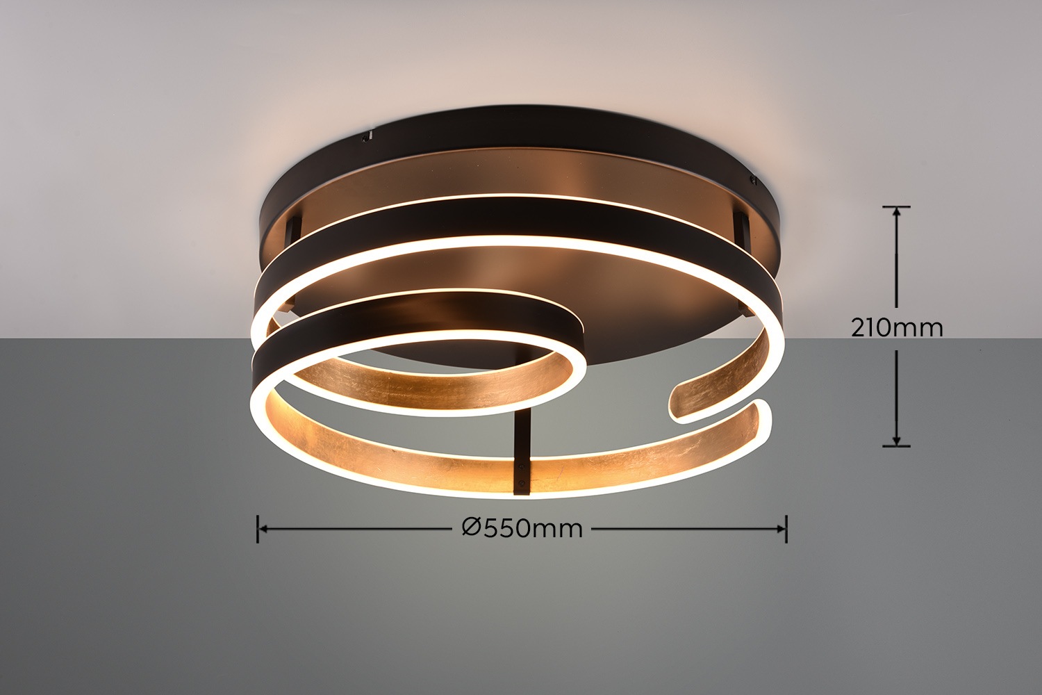 TRIO Leuchten LED Deckenleuchte »MARNIE, spiralförmige LED Deckenlampe indirektes Licht warmweiß 3000K«, 1 flammig, Leuchtmittel LED-Board | LED fest integriert, 6800 Lumen Ø 55cm 3 Stufen dimmbar über Wandschalter Wohnzimmer LED