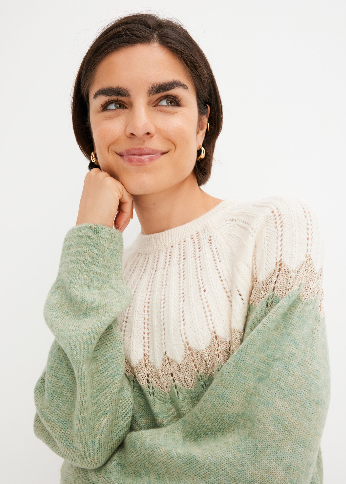 Bonprix Ajour Pullover Women's Blue XL 3