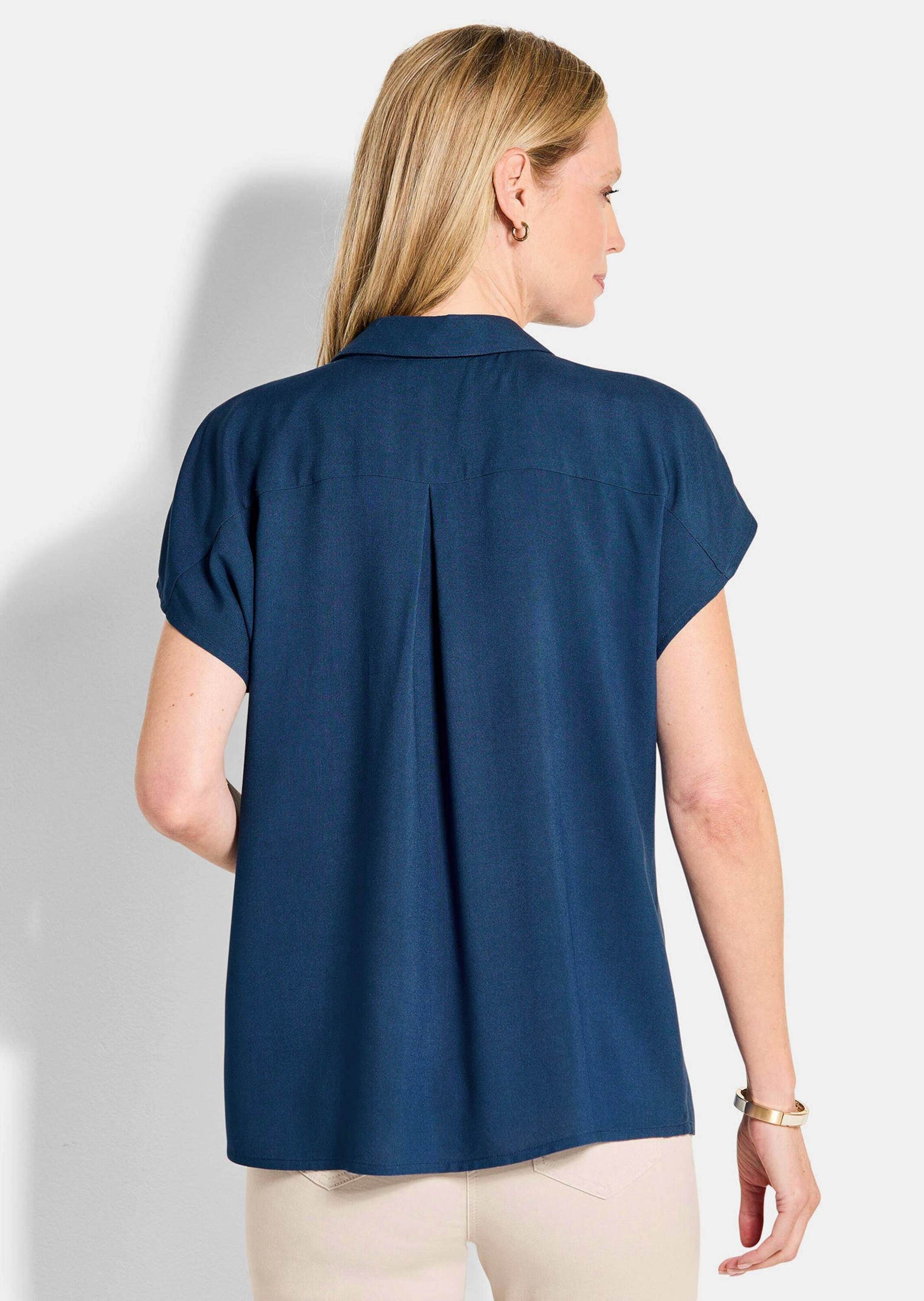 GOLDNER Kurzarmbluse »Kurzgröße Viskose-Bluse mit Hemdkragen«