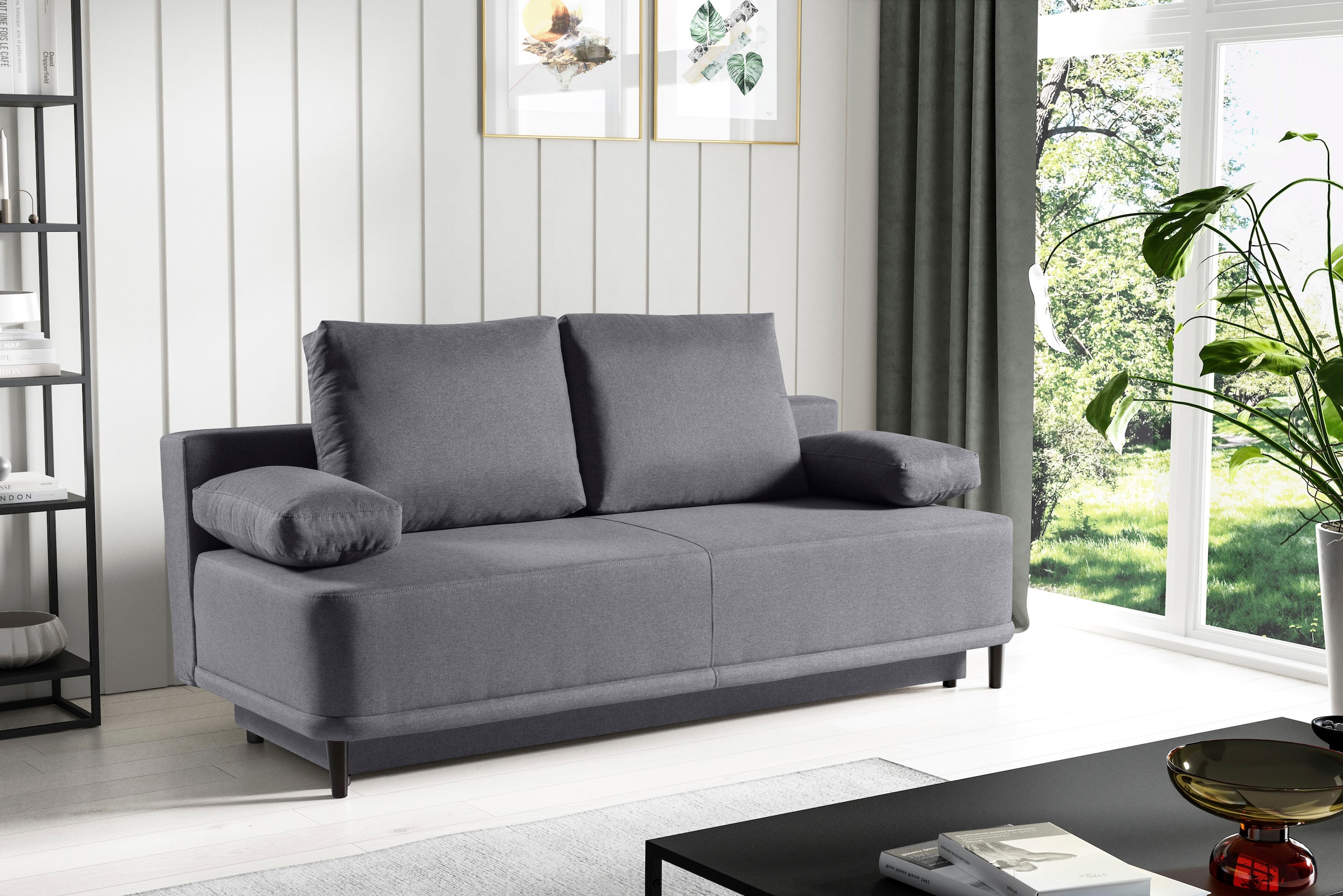 WERK2 Schlafsofa "Street", 2-Sitzer Sofa und Schlafcouch mit Federkern & Bettkasten