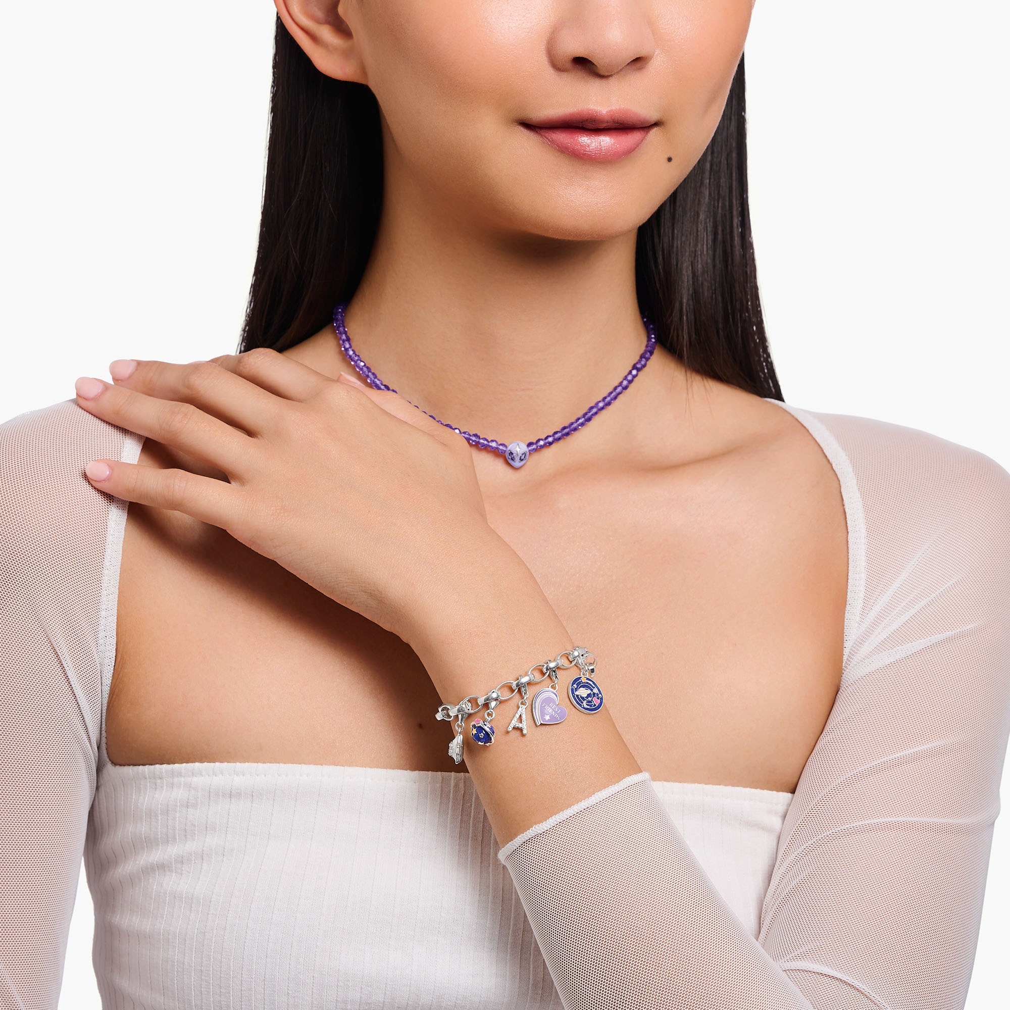 THOMAS SABO Charm Stern »mit Steinen und Kaltemaille« mit Glas-Keramik Stein oder Zirkonia (synth.)