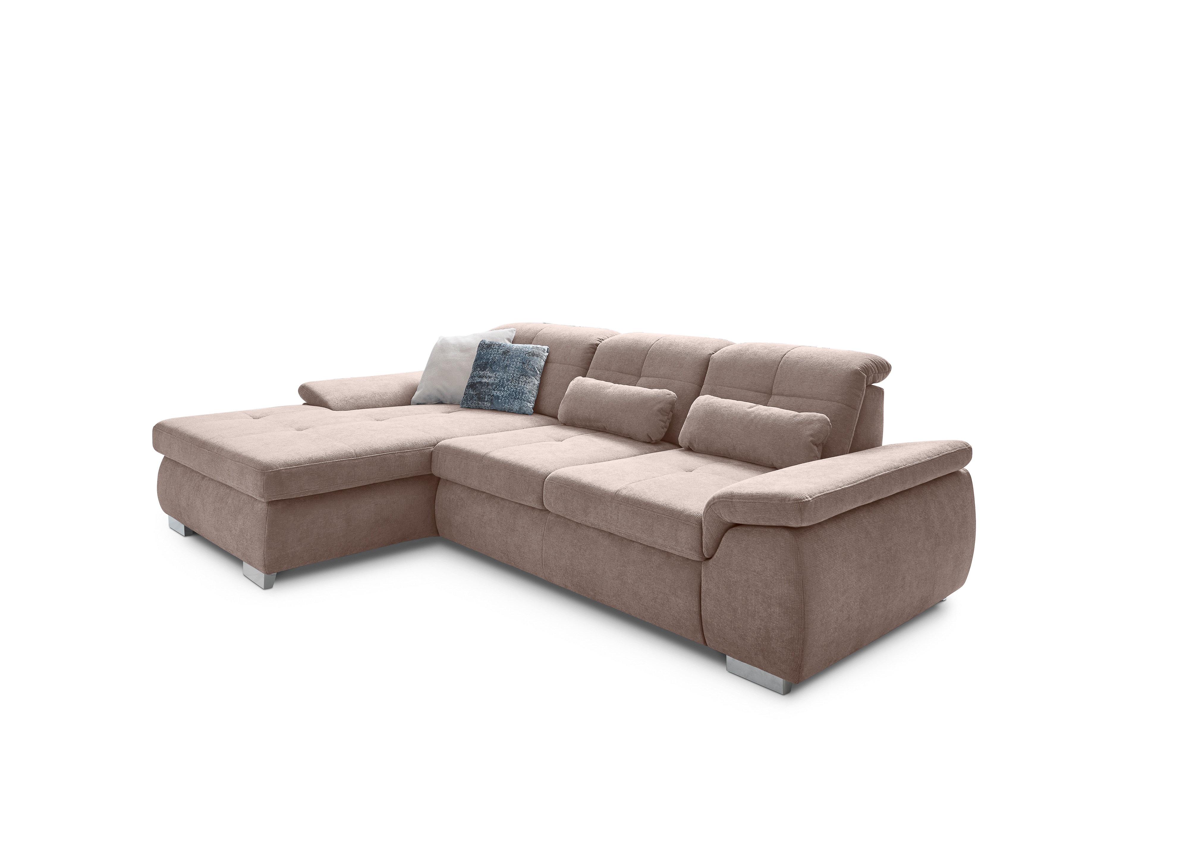 Die PlanBar Ecksofa "MP-IN16037 L-Form, Breite 289 cm, mit Kaltschaum-Polsterung" mit Sitztiefenverstellung & Zierkissen