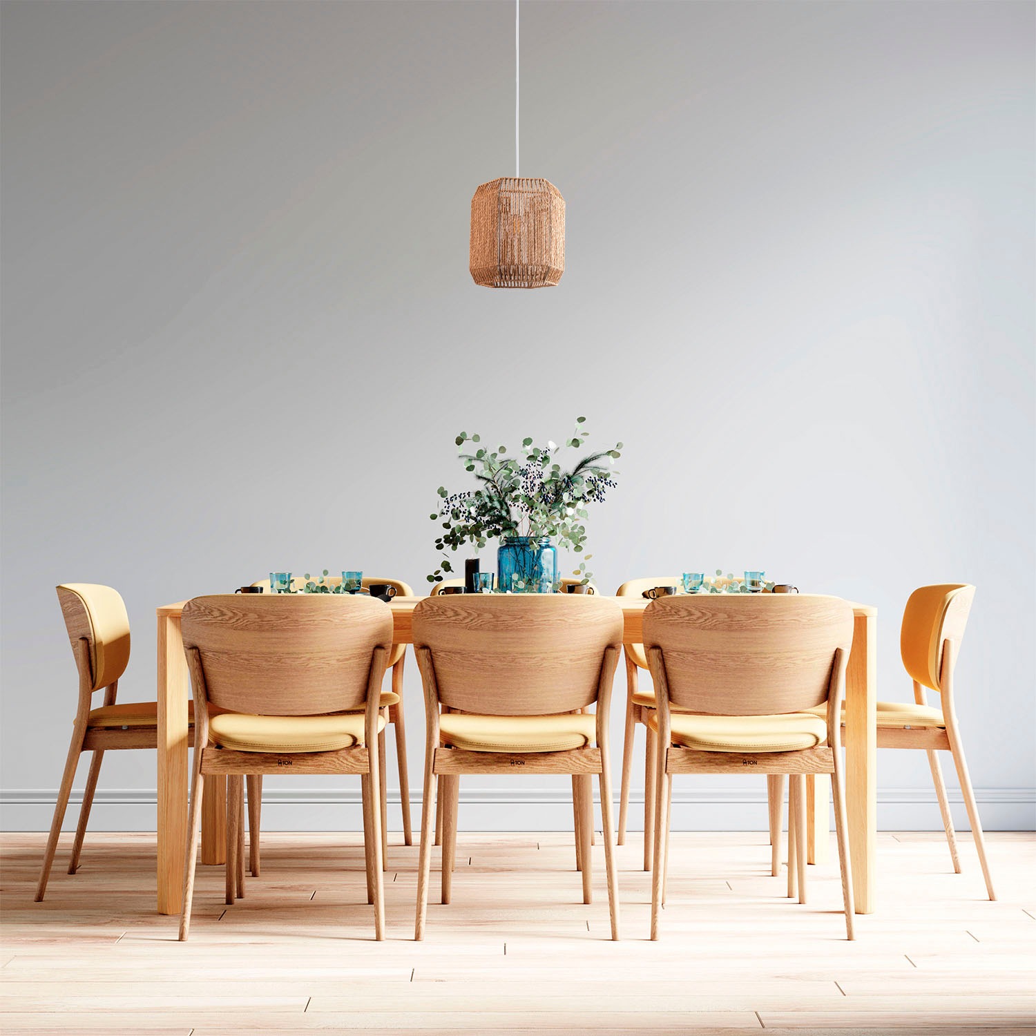 Paco Home Pendelleuchte »Hugo Pepe«, Leuchtmittel E27 | ohne Leuchtmittel, Wohnzimmer Esszimmer Rattan Optik Boho Schirm Papier Sechseckig