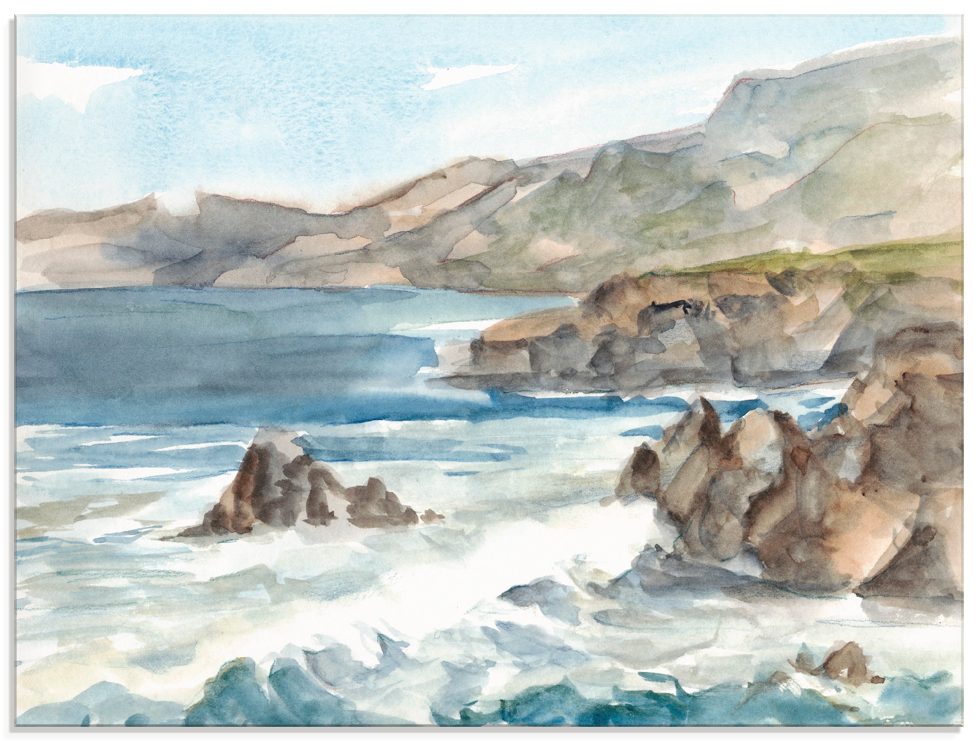 Artland Glasbild "Wasserfarben Küste II" Küste 1 Stk. tlg. in verschiedenen günstig online kaufen
