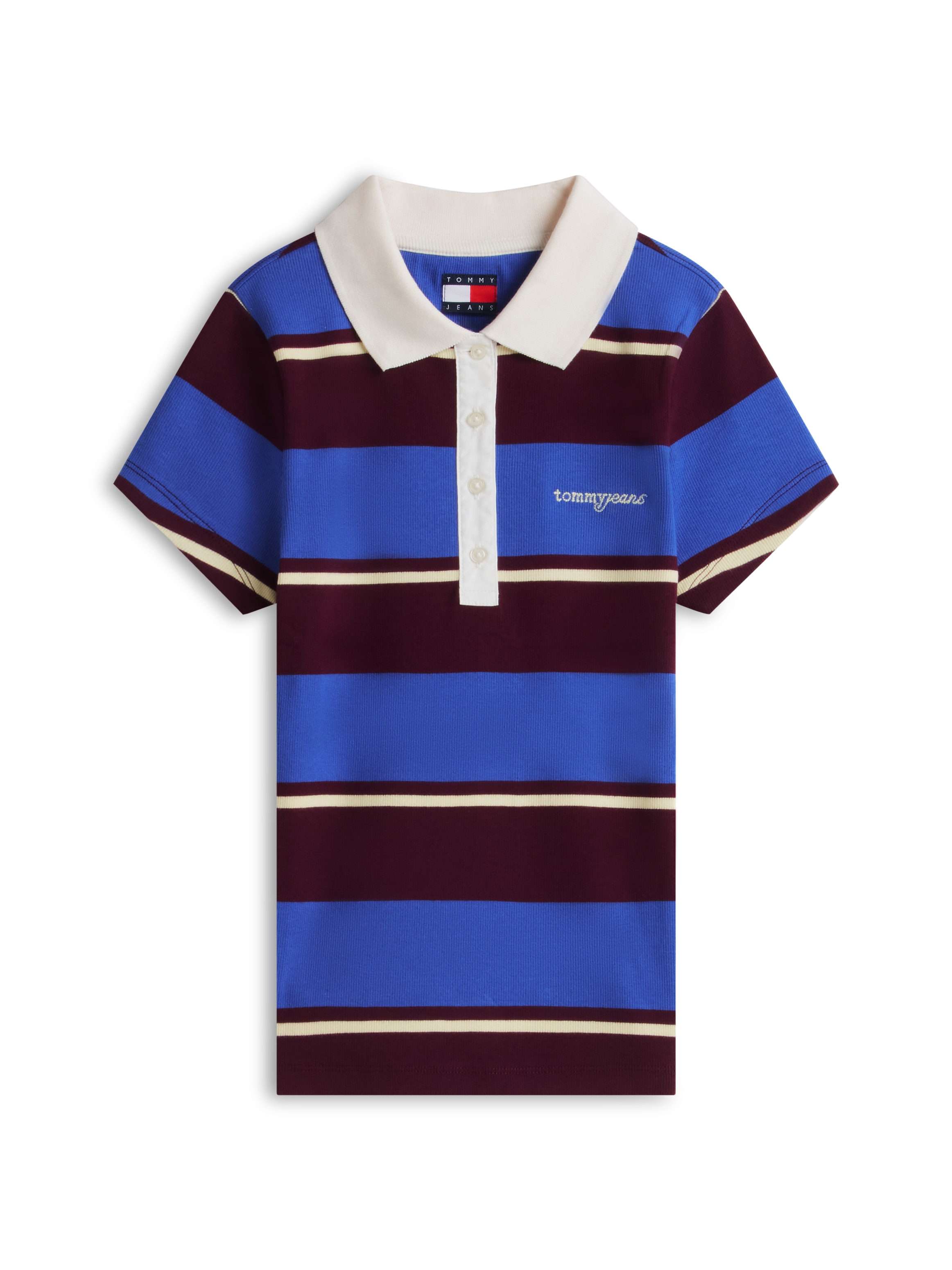 Tommy Jeans Poloshirt »TJW SLIM SCRIPT RIB SS POLO« Baumwollmischung, slim fit, figurbetont, in gerippter Struktur