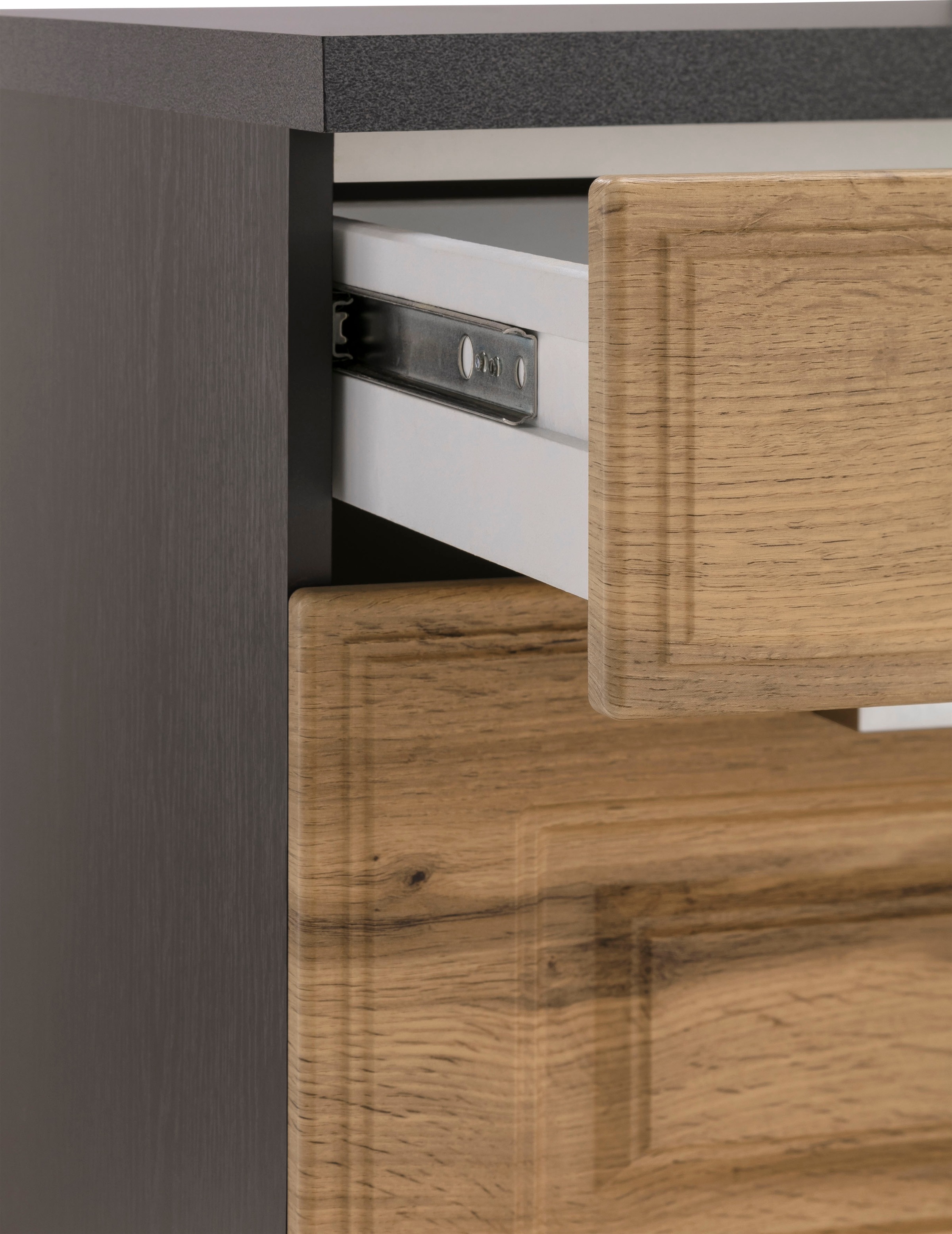 HELD MÖBEL Küchenzeile »Stockholm«, Breite 330 cm, mit hochwertigen MDF Fronten im Landhaus-Stil