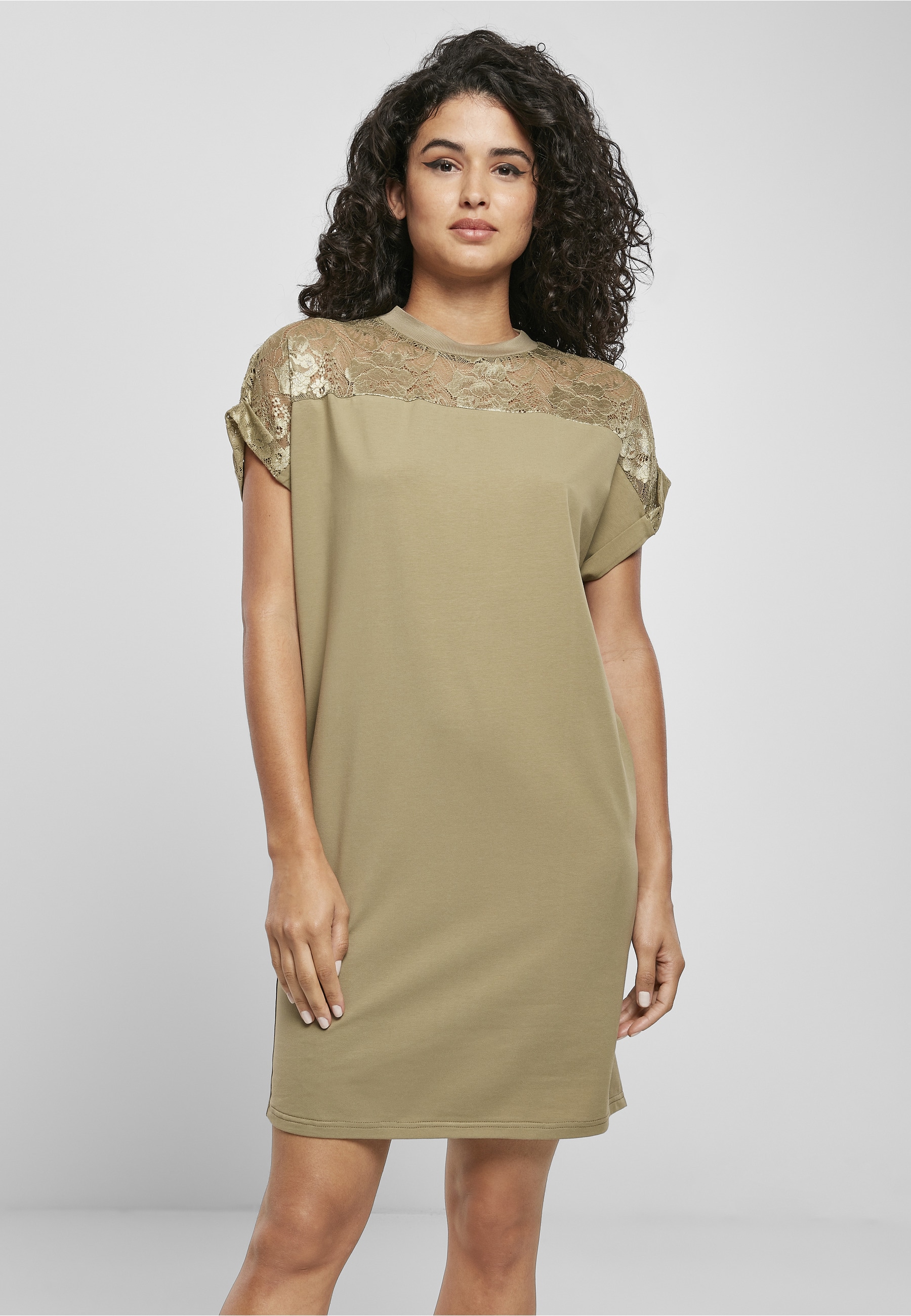URBAN CLASSICS Shirtkleid »Urban Classics Damen Ladies Lace Tee Dress« 1 Stk. tlg.