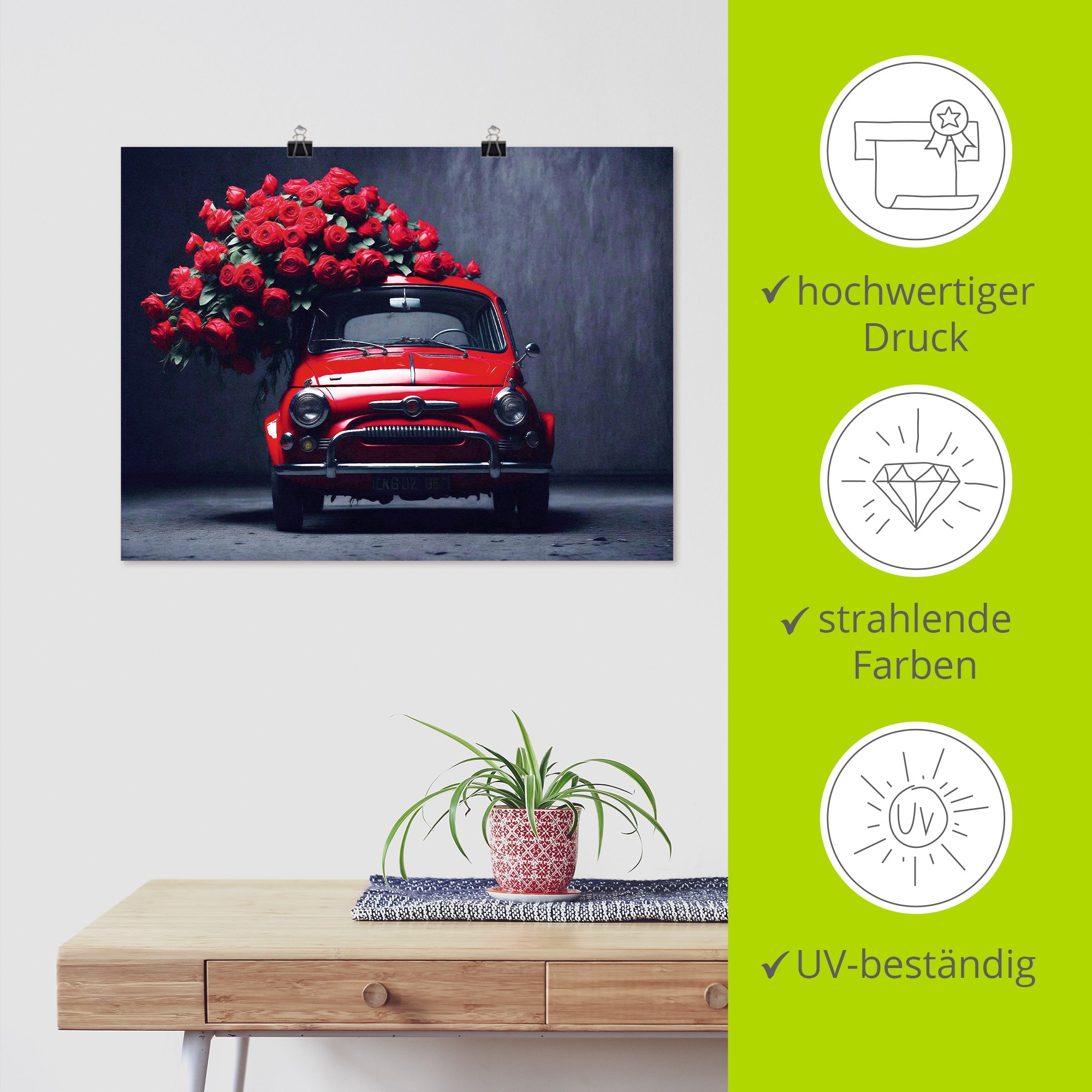 Artland Wandbild »Rote Rosen für den kleinen Italiener« 1 Stk. tlg. als Alubild, Leinwandbild, Poster, Wandaufkleber in verschied. Größen