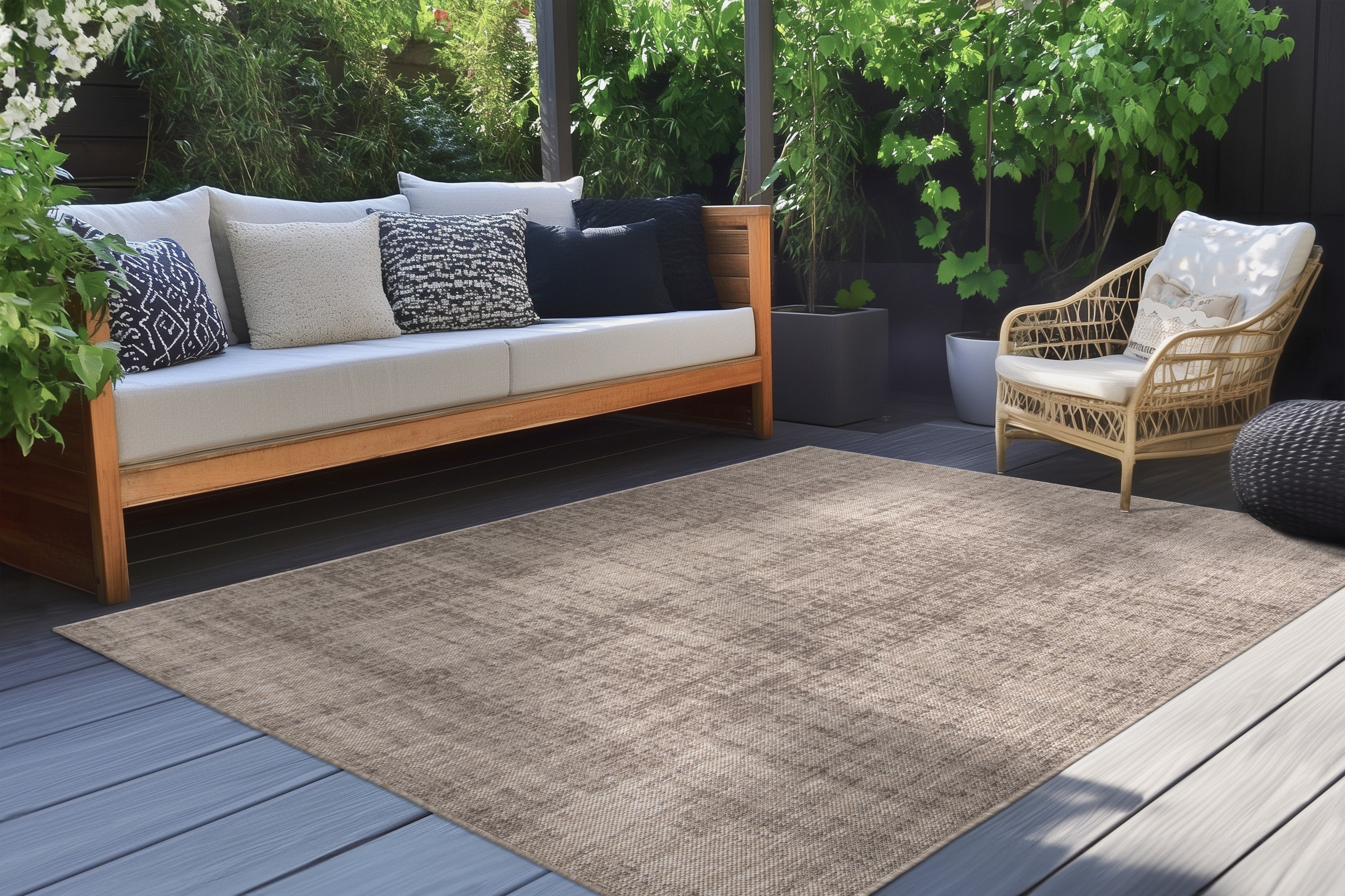 Kayoom Teppich "Nibru 625" rechteckig 5 mm Höhe Flachgewebe, In- und Outdoor geeignet, schnell trocknend