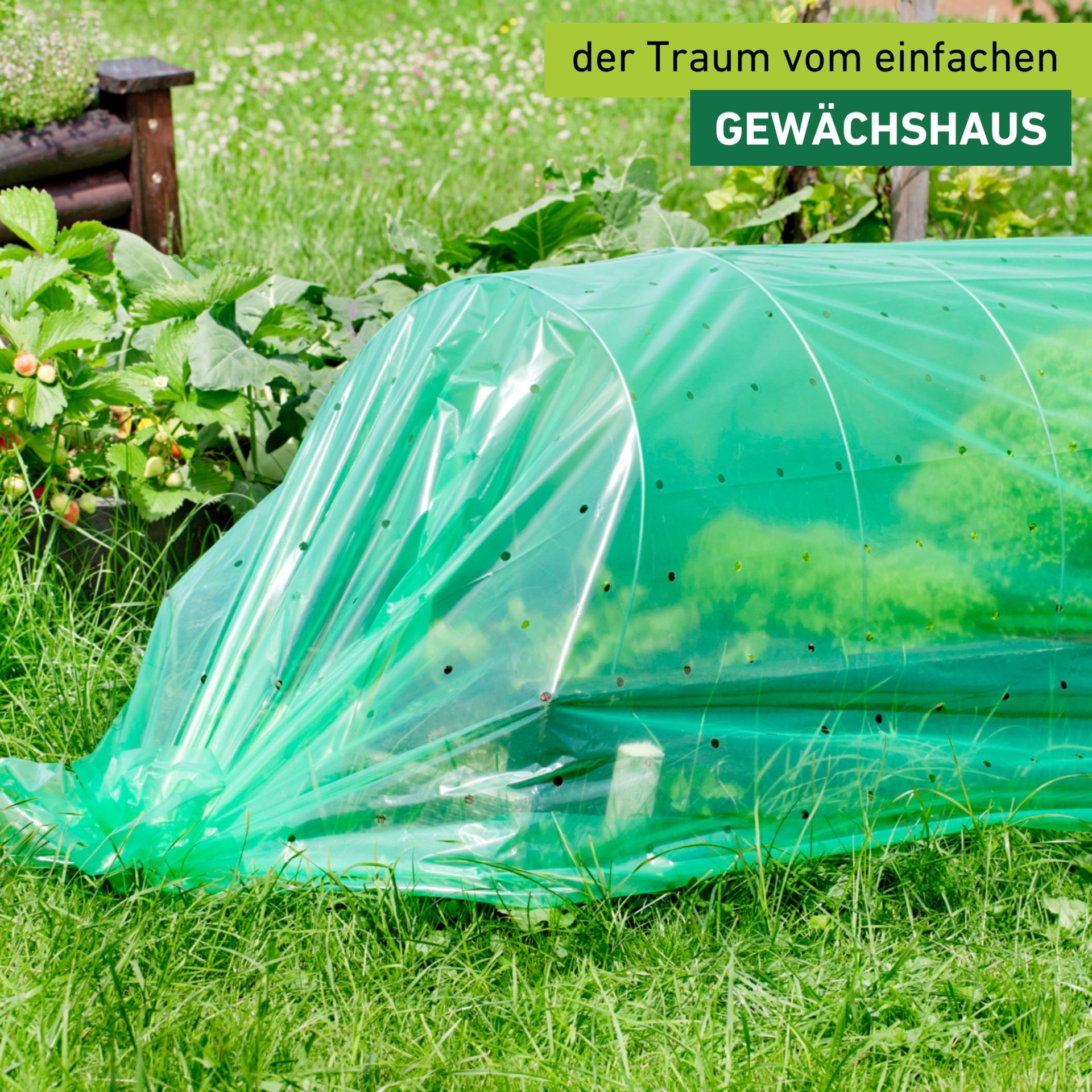 Windhager Pflanztunnel Frühbeetfolie mit 4 Tunnelbügeln aus Metall