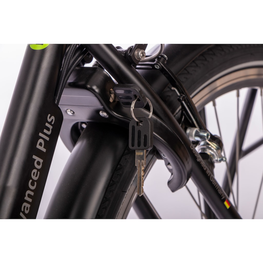 SAXONETTE E-Bike »Advanced Plus«, 3 Gang, Frontmotor 250 W, (mit Akku-Ladegerät), Damen E-Bike Cityrad mit Rücktrittbremse, integriertes Rahmenschloss