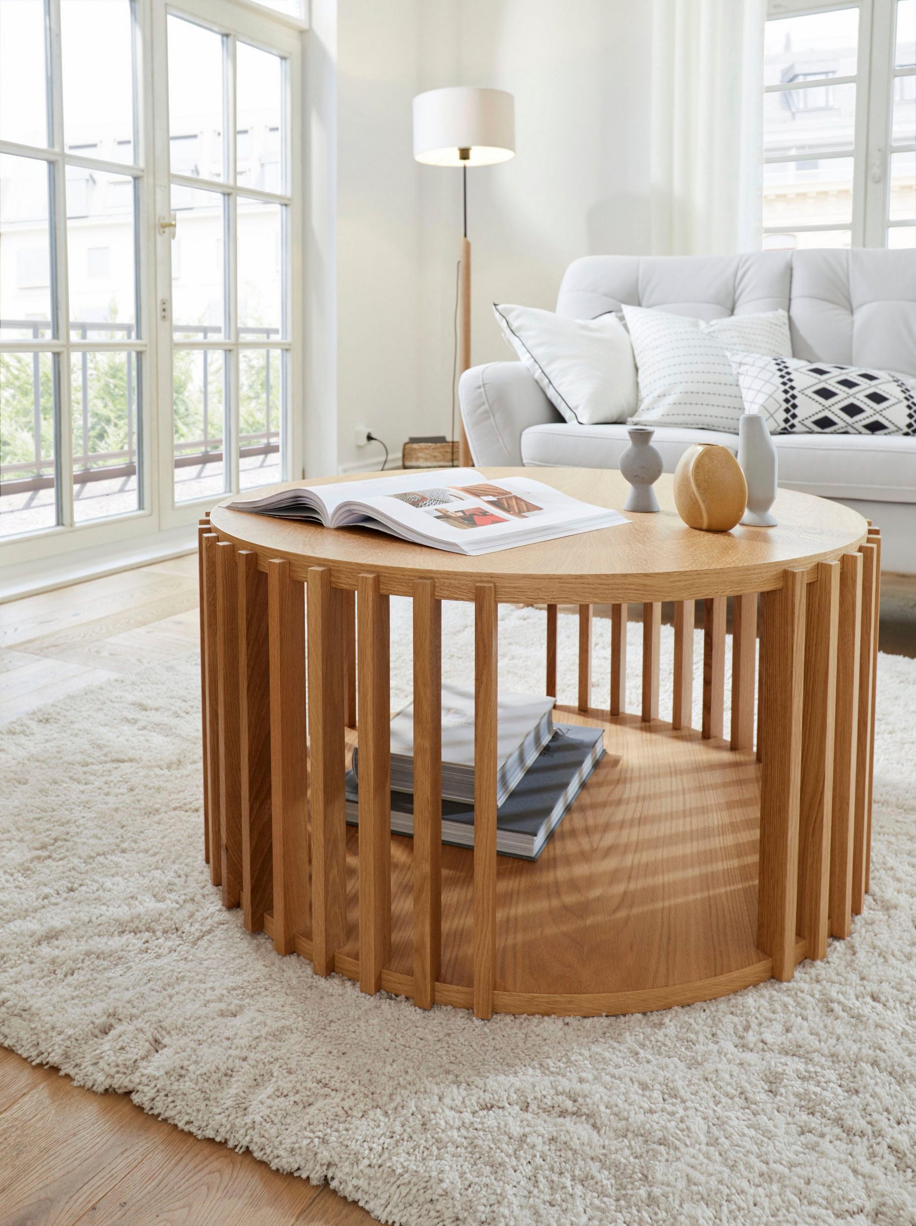 Woodman Couchtisch "Drum, Breite/Tiefe/Höhe: 83/83/42 cm", Holzfurnier aus günstig online kaufen