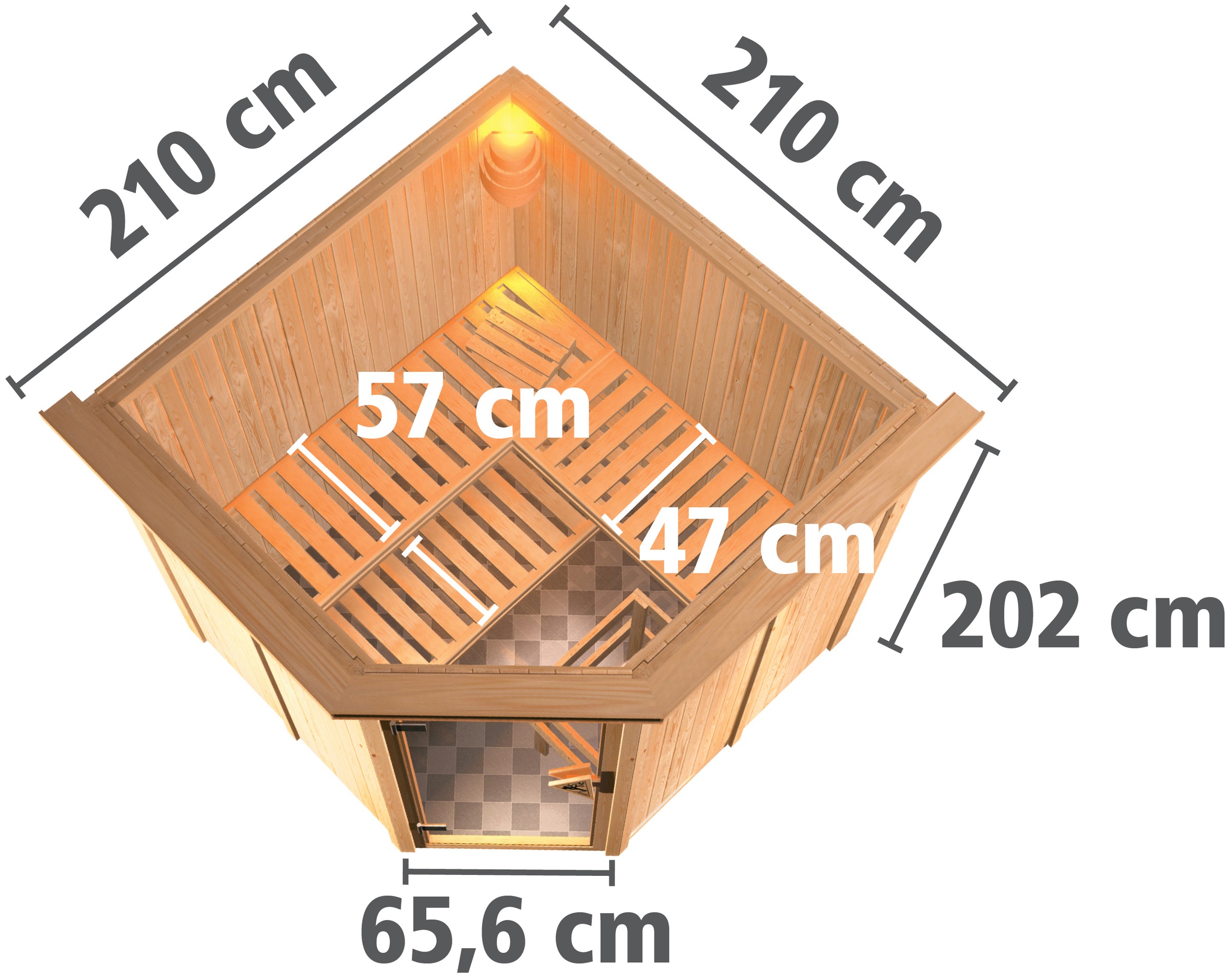 Karibu Sauna »Jarin«, 9-kW-Ofen mit externer Steuerung