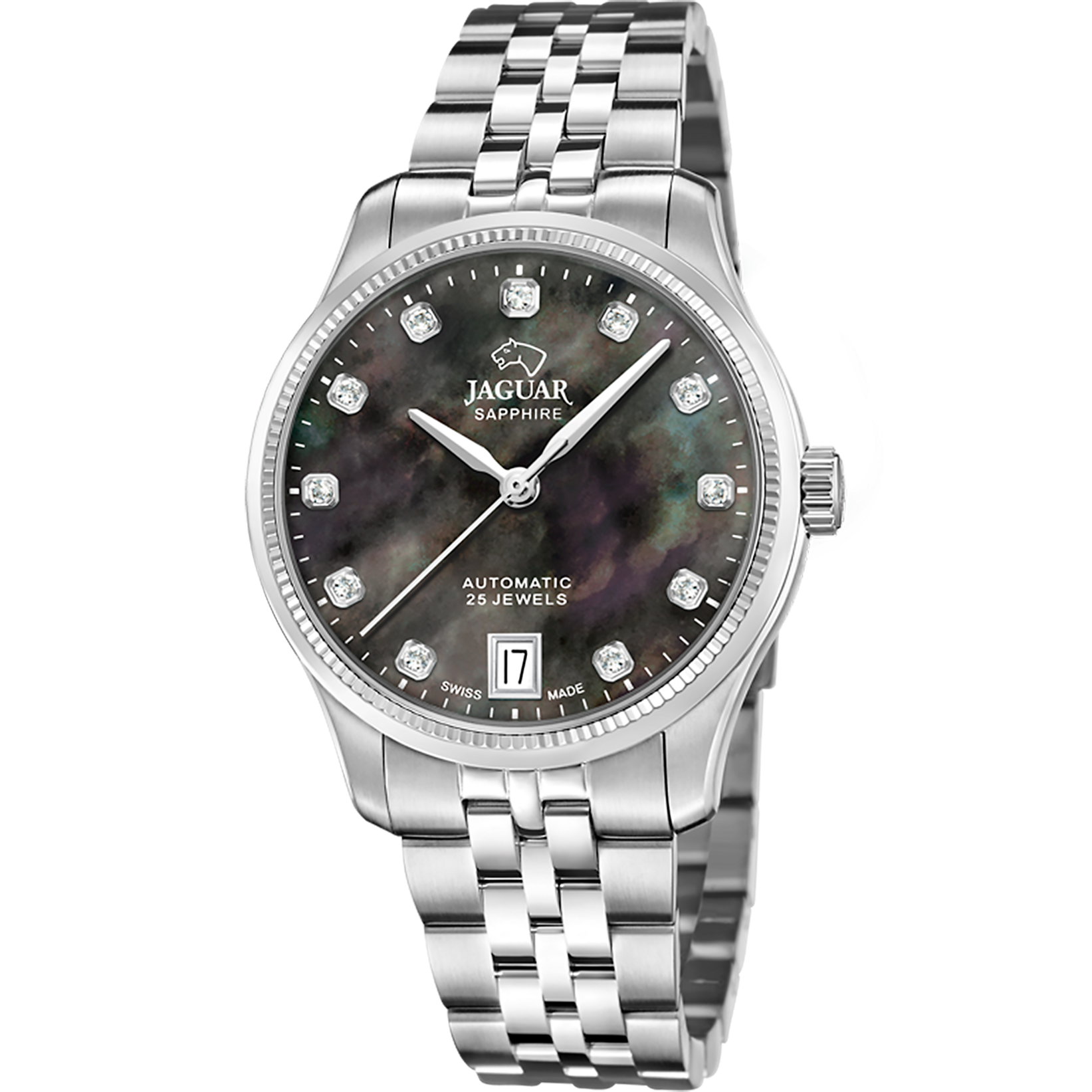 JAGUAR Damen Automatikuhr "Automatik", silber, Armbanduhren, Armbanduhr, Damenuhr, Swiss Made, Mechanische Uhr, Edelstahlarmband