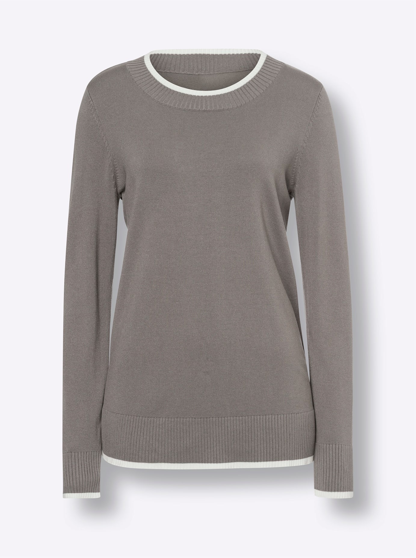 Strickpullover HEINE "Pullover", Damen, Gr. 40, grau, 70% Viskose, 30% Polyamid, unifarben, Pullover Strickpullover 2