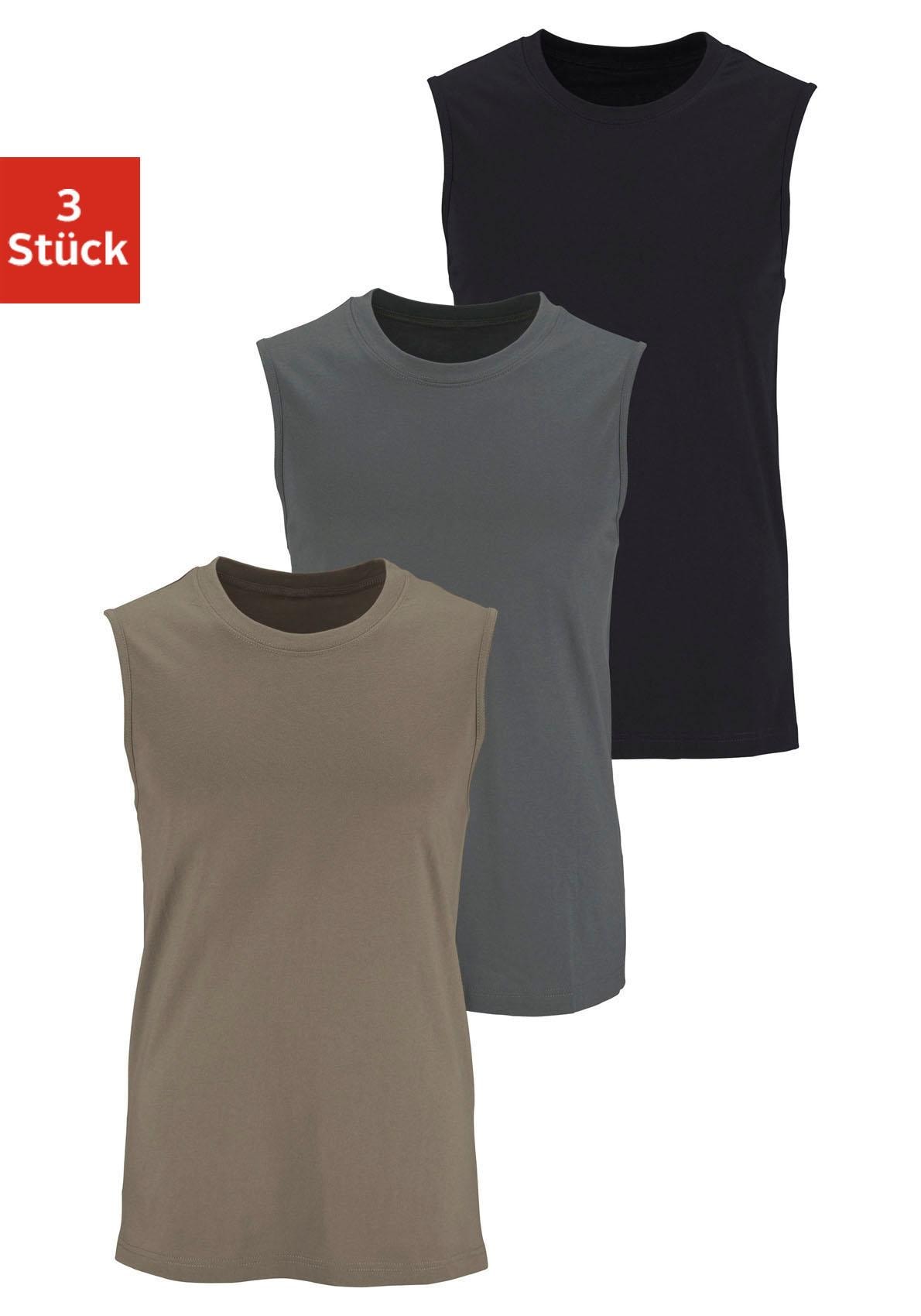 H.I.S Muscleshirt, 3 Stk. mit Rundhalsausschnitt günstig online kaufen