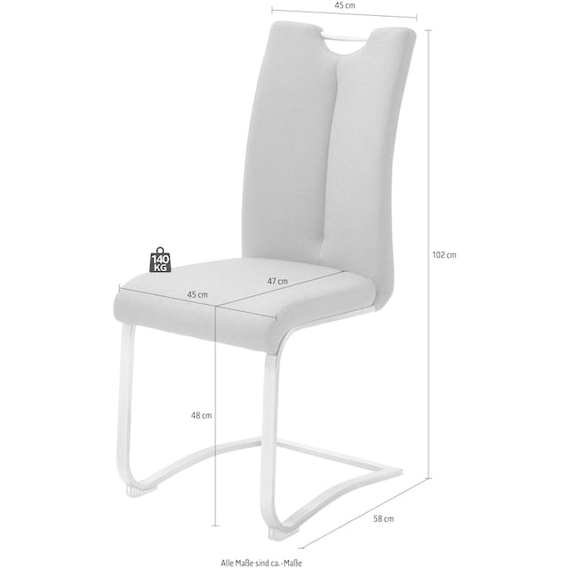 MCA furniture Freischwinger »Artos XL«, (Set), 2 St., 2-er Set, Stuhl mit  Griffloch, belastbarkeit bis 140 kg kaufen | BAUR