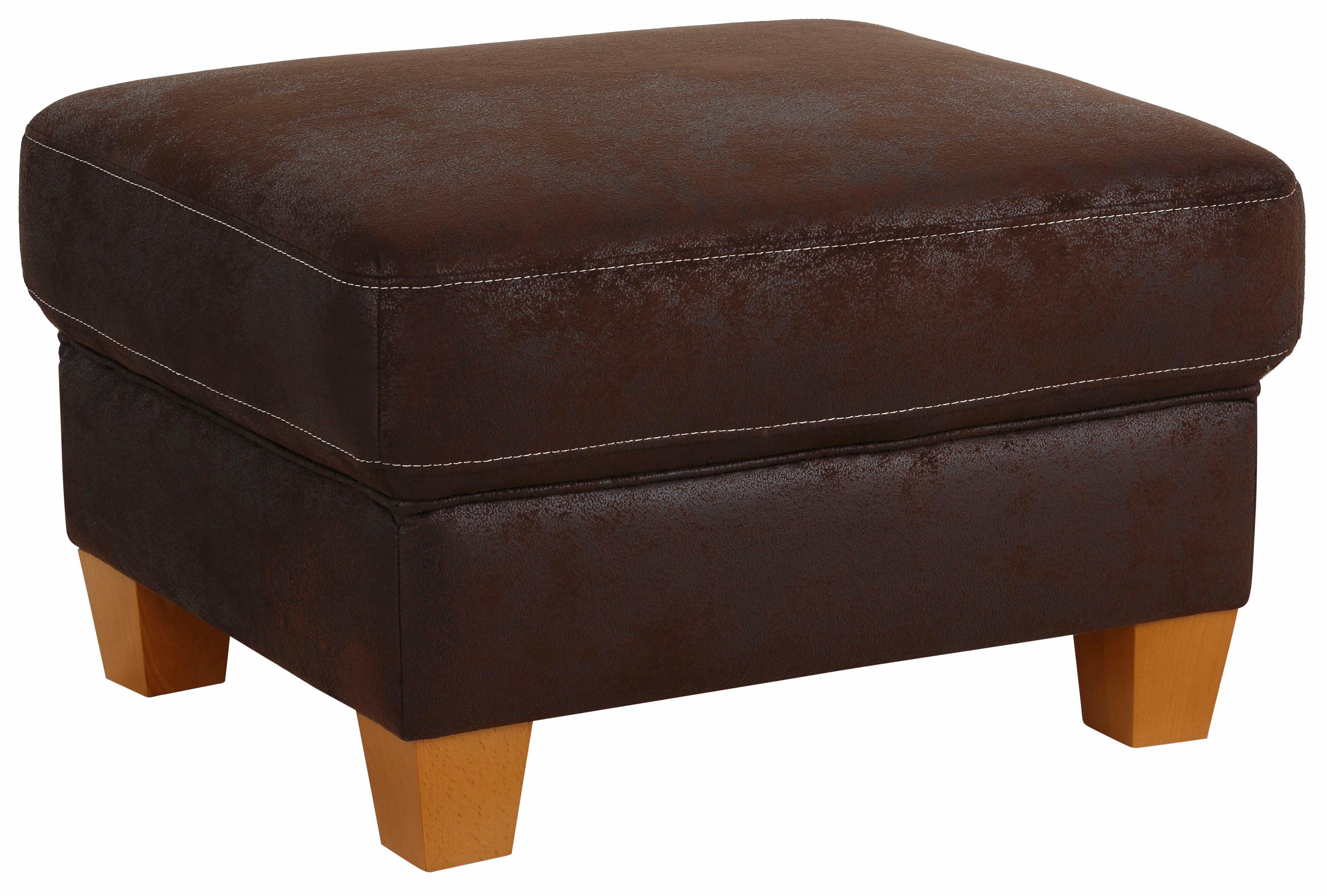 OTTO home Hocker "Borkum; B: 75cm, Federkern-Polsterung, vielseitig nutzbar" Fußablage & Sitzgelegenheit, frei im Raum stellbar, Massivholzfüße