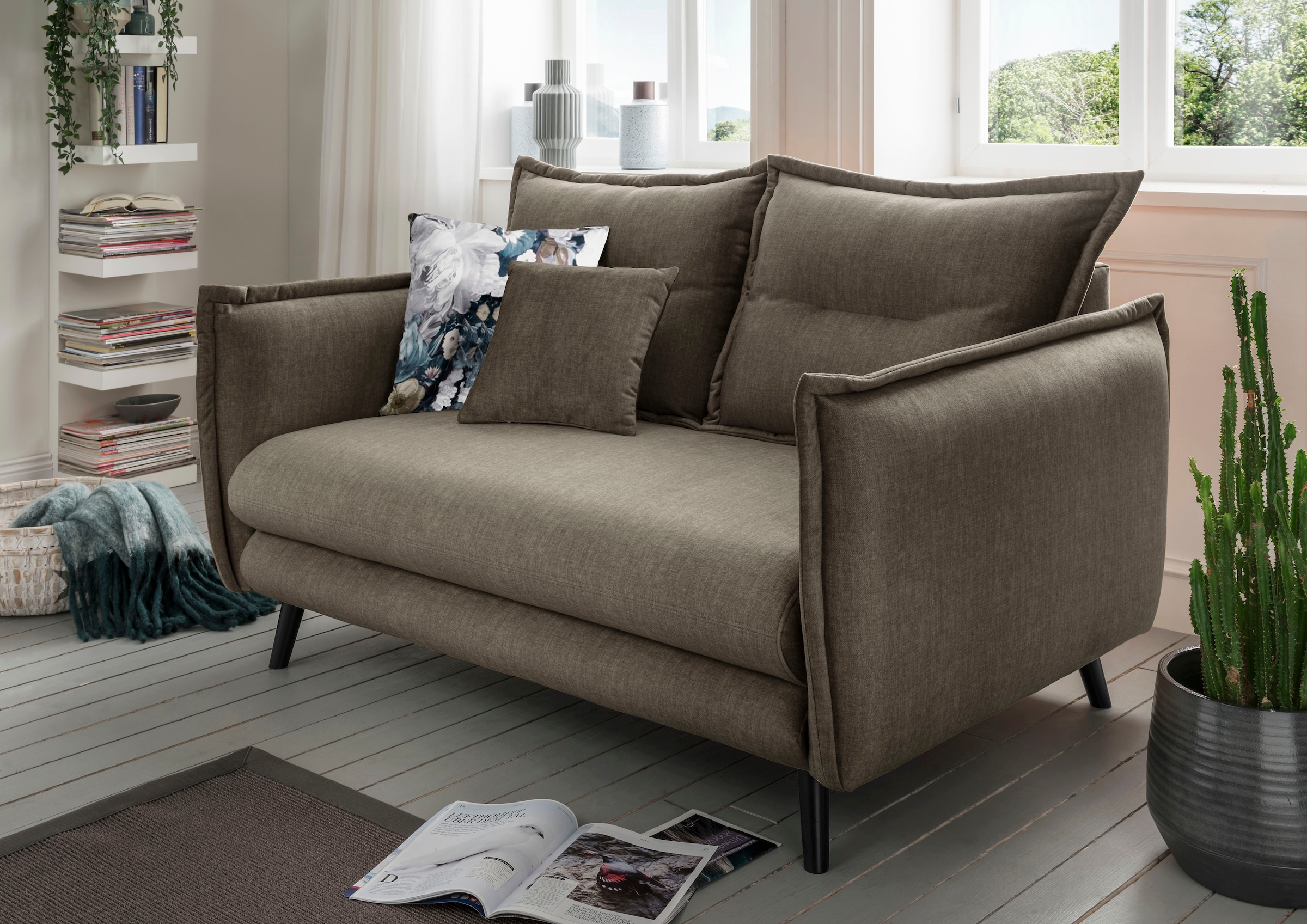 Home affaire 2-Sitzer "Levke, 162 cm breit, modern und bequem" Velours, Kissen: Microfaser, inkl. Rücken- und Zierkissen