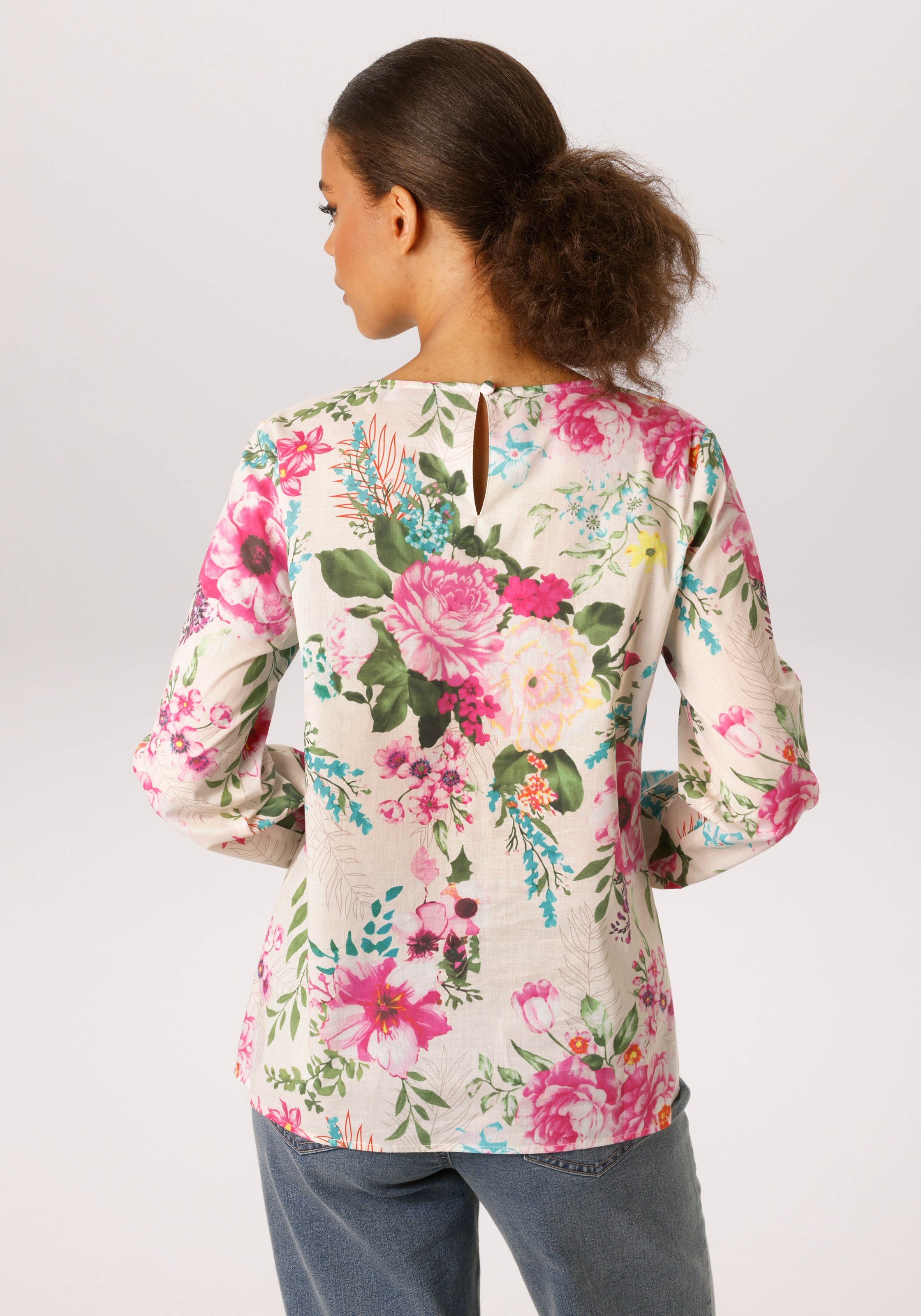 Aniston CASUAL Schlupfbluse mit farbenfrohem Blumendruck - jedes Teil ein U günstig online kaufen