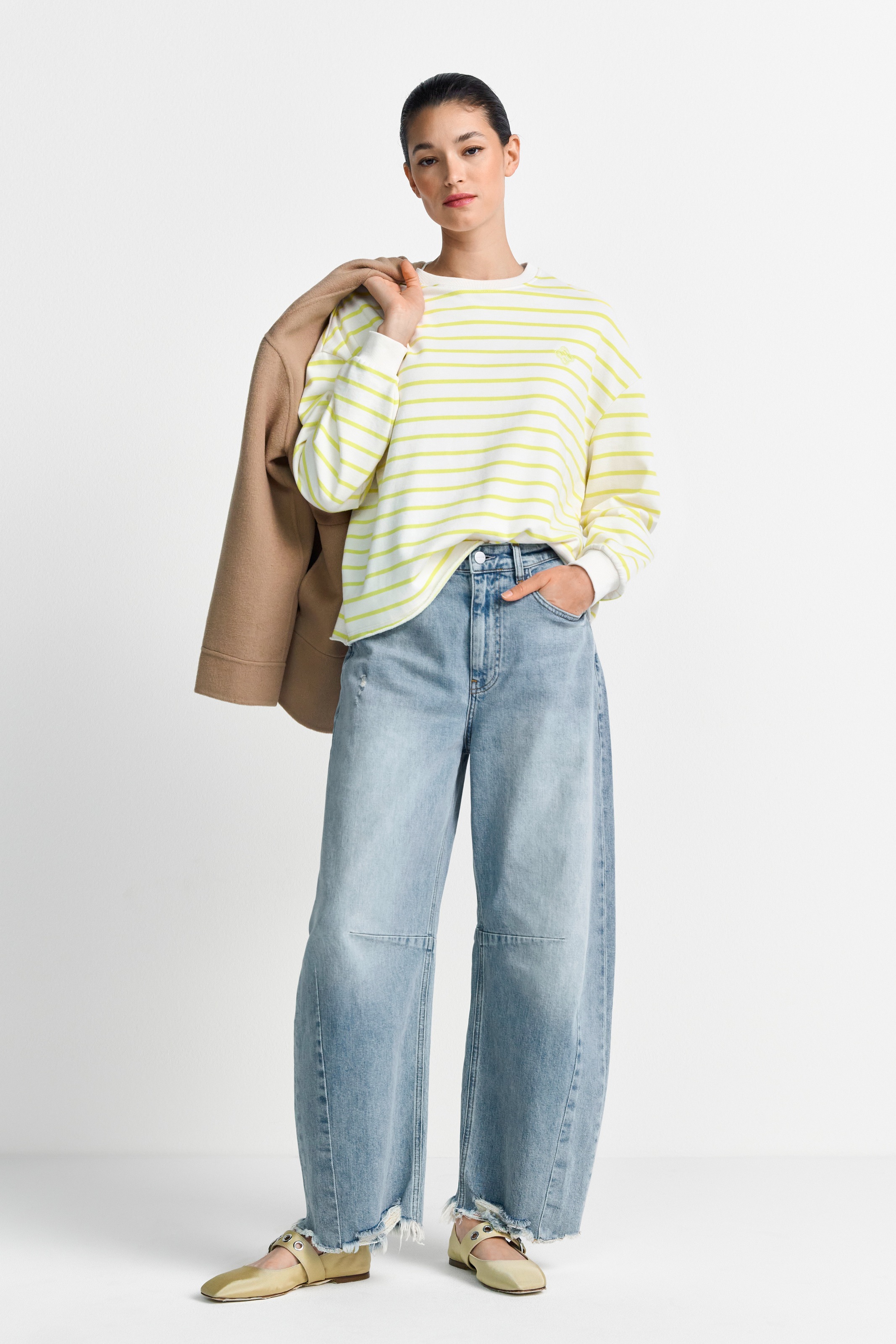 Thumbnail - RICHROYAL Sweatshirt, Offener Umschlagsaum, geringelt, gerade Form