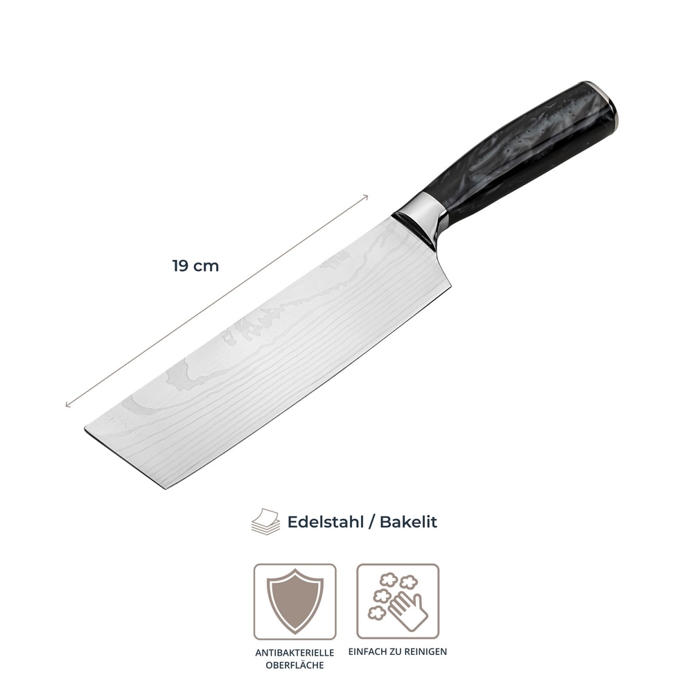 RESTO Kitchenware Hackmesser »Eridanus 19 cm, aus Edelstahl«, (1 tlg.), professionelles Kochmesser mit lasergravierter Hochleistungsklinge