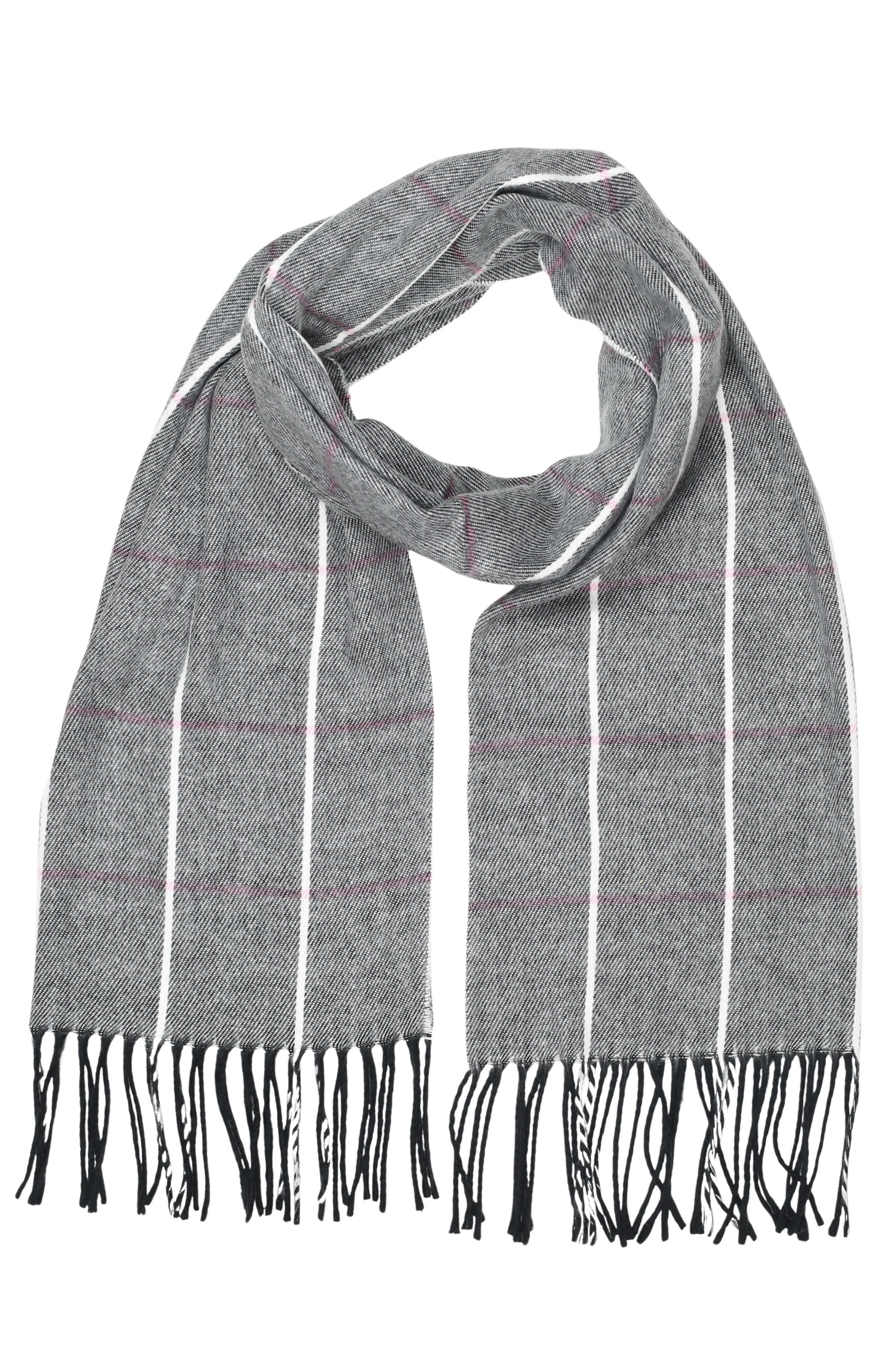 COLLEZIONE ALESSANDRO Wollschal »Scotswoman«, schwarz-weiß mit rosa, Made in Italy