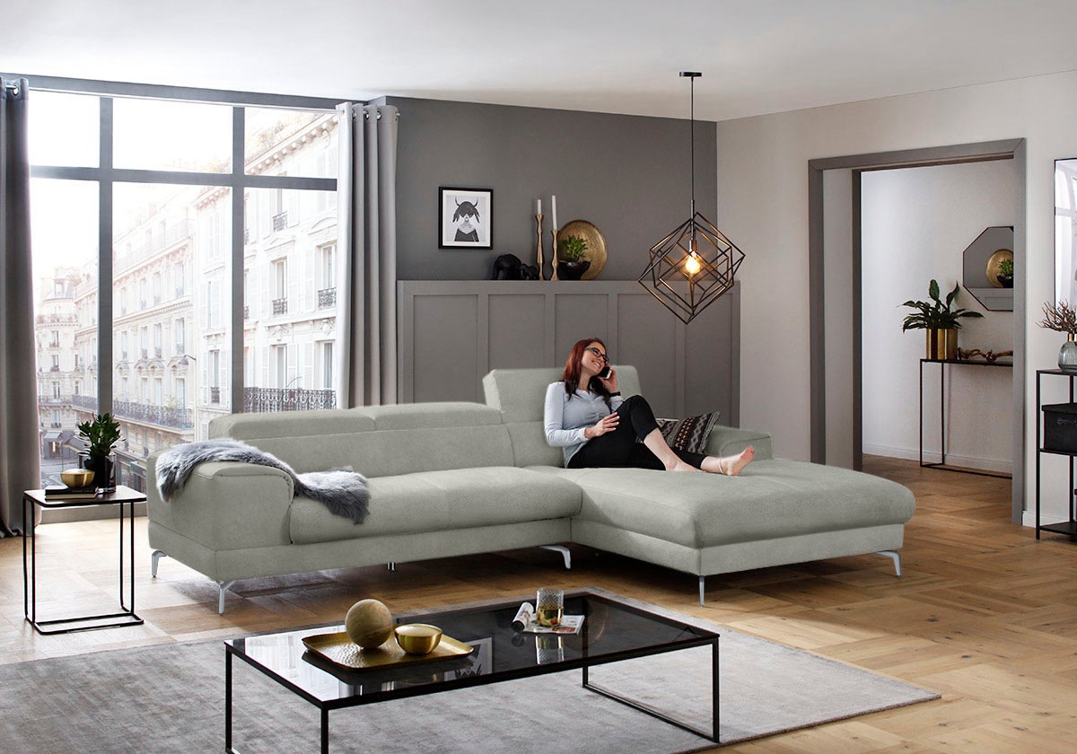 Thumbnail - W.SCHILLIG Ecksofa "piedroo, Designsofa mit tollem Sitzkomfort, bequem und elegant, L-Form", Kopfteilverstellung, wahlwe...