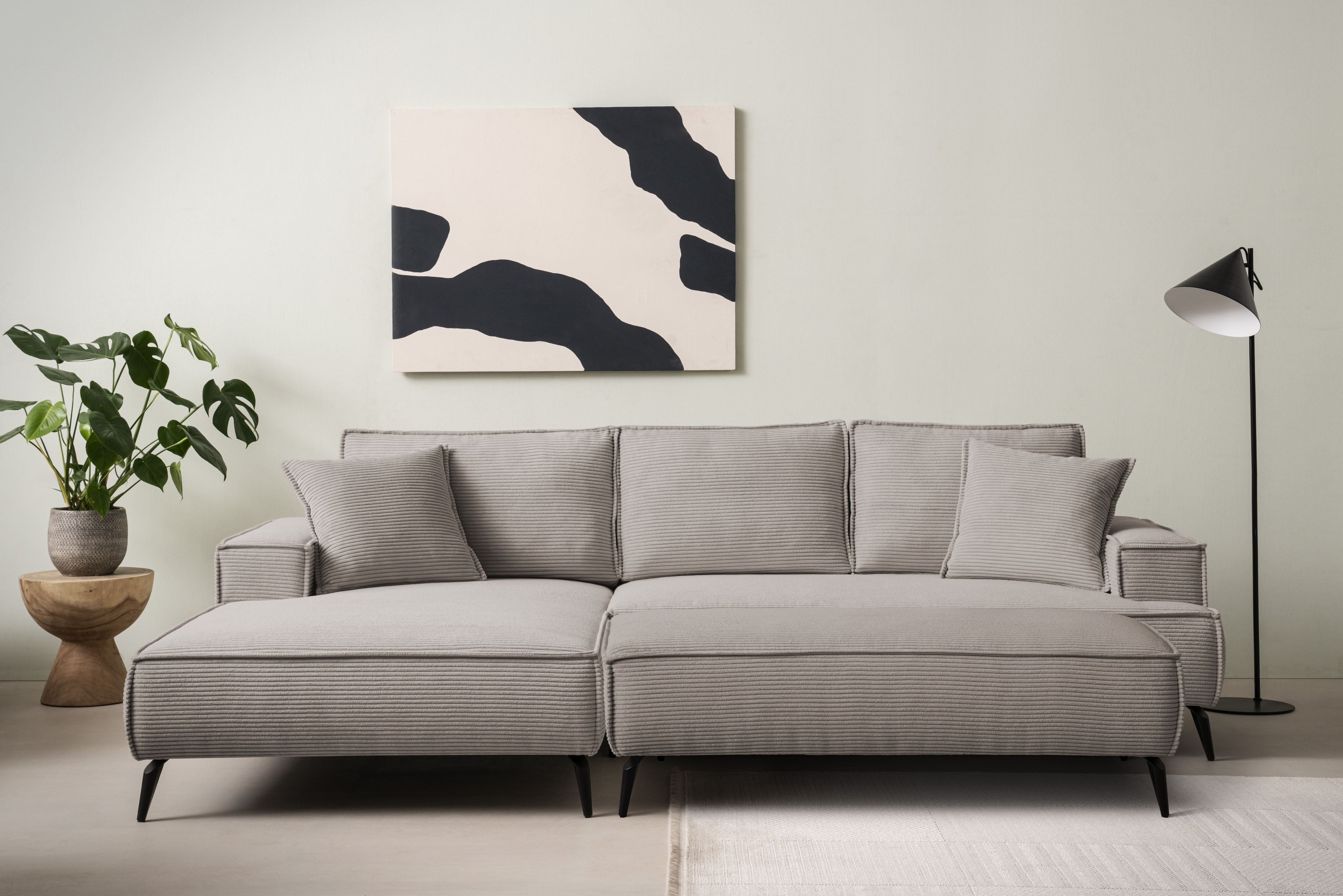 OTTO home Ecksofa "TVINNU Cord, L-Form, 275 cm, mit Hocker" stellbar zum Schlafsofa (Krokodilverbinder)