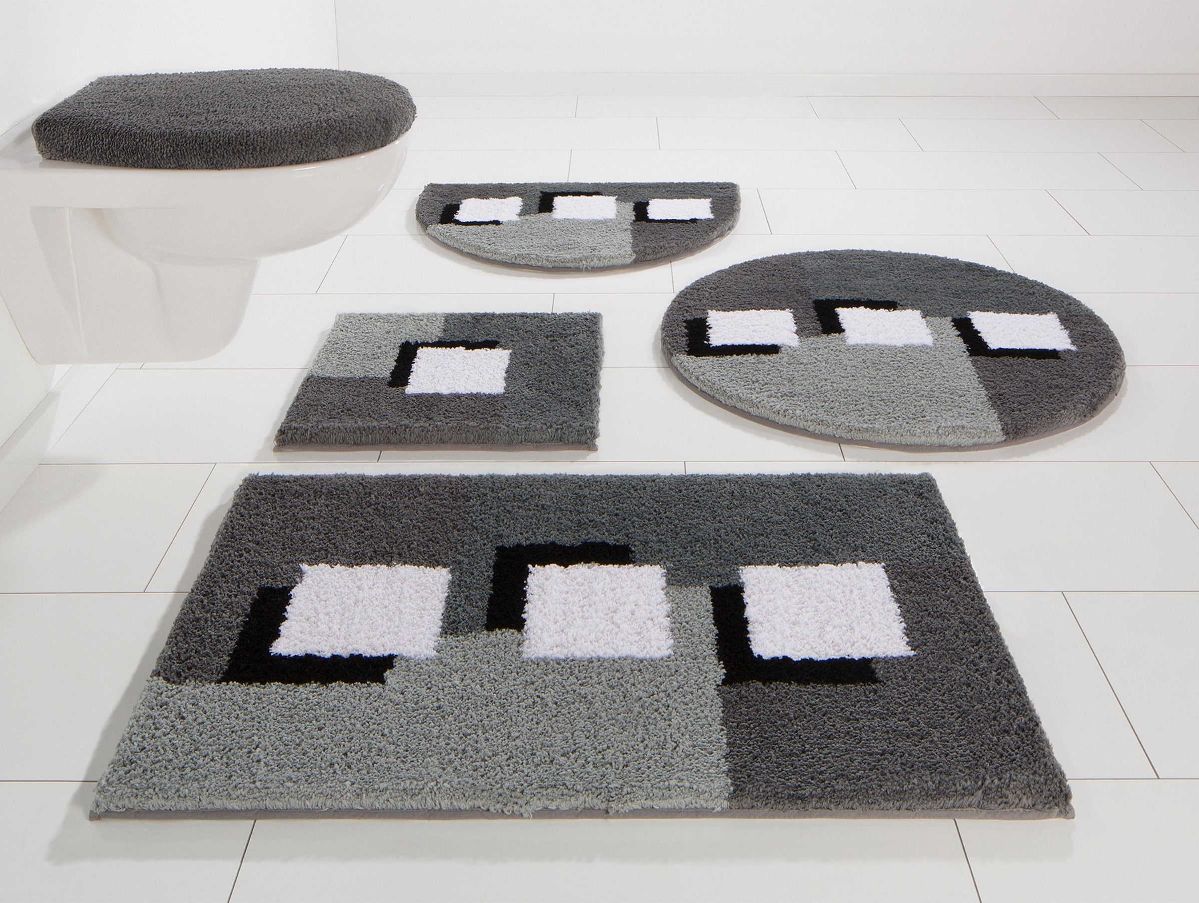 OTTO home Badematte »Ada, Badvorleger, Badezimmer Teppich« Höhe 21 mm rutschhemmend beschichtet fußbodenheizungsgeeignet | schnell trocknend | strapazierfähig Badteppich, Badematten auch als 3 teiliges Set erhältlich