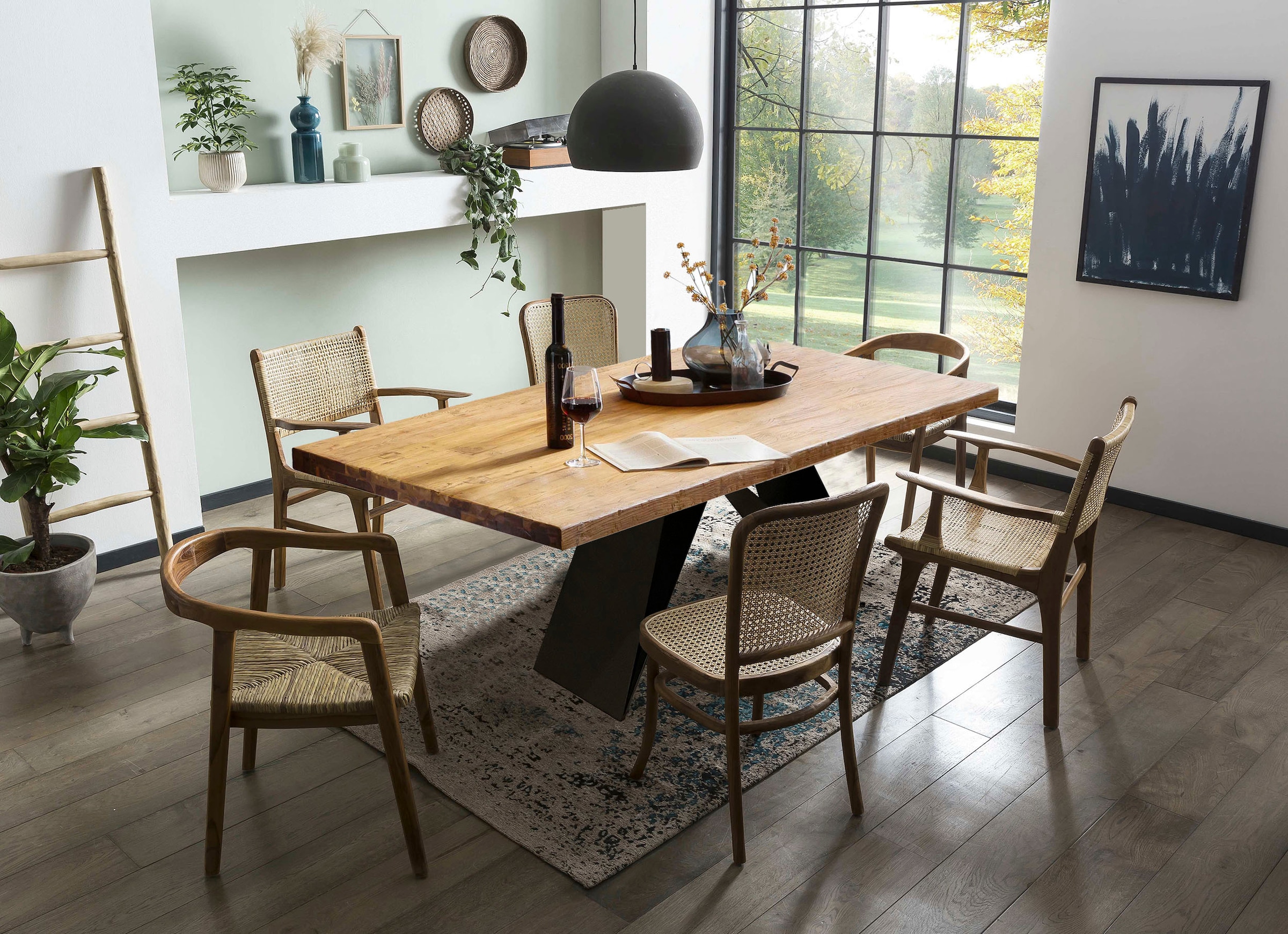 SIT Esstisch »Dinan aus Teak mit 50-mm-Platte & Cross-Base-Gestell« 1 Stk. tlg. Recyceltes Teak mit einzigartiger Maserung & gewollten Gebrauchsspuren