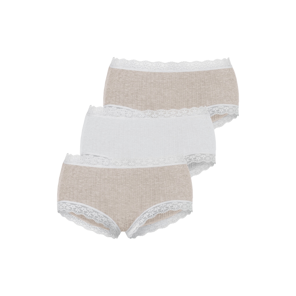 LASCANA Panty, (Packung, 3 St.), aus modischer Ripp-Qualität