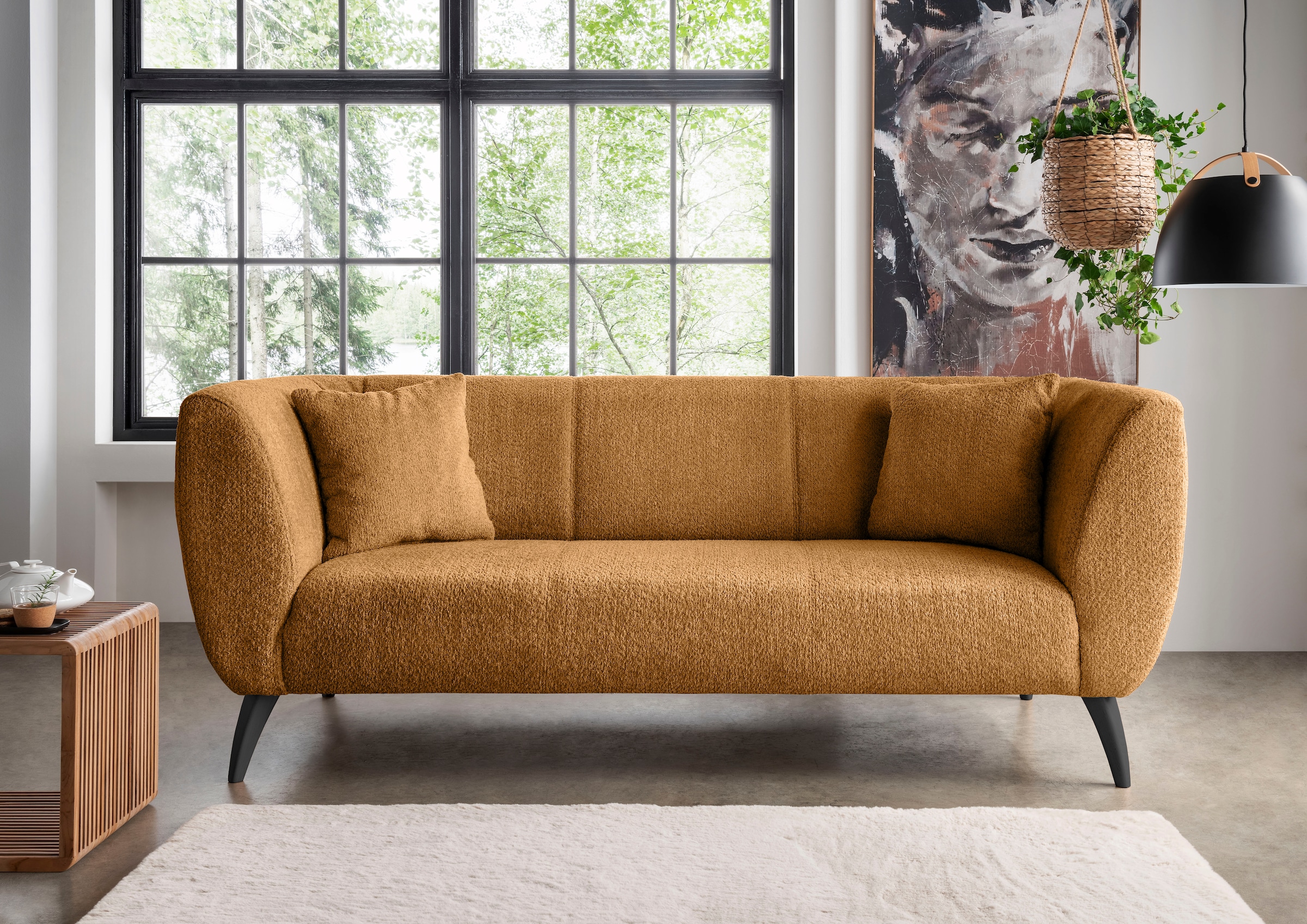 Home affaire Ecksofa »Lazio modern und bequem, schmale Armlehnen, tolle Detailverarbeitung« zwei verschiedene Fußfarben wählbar