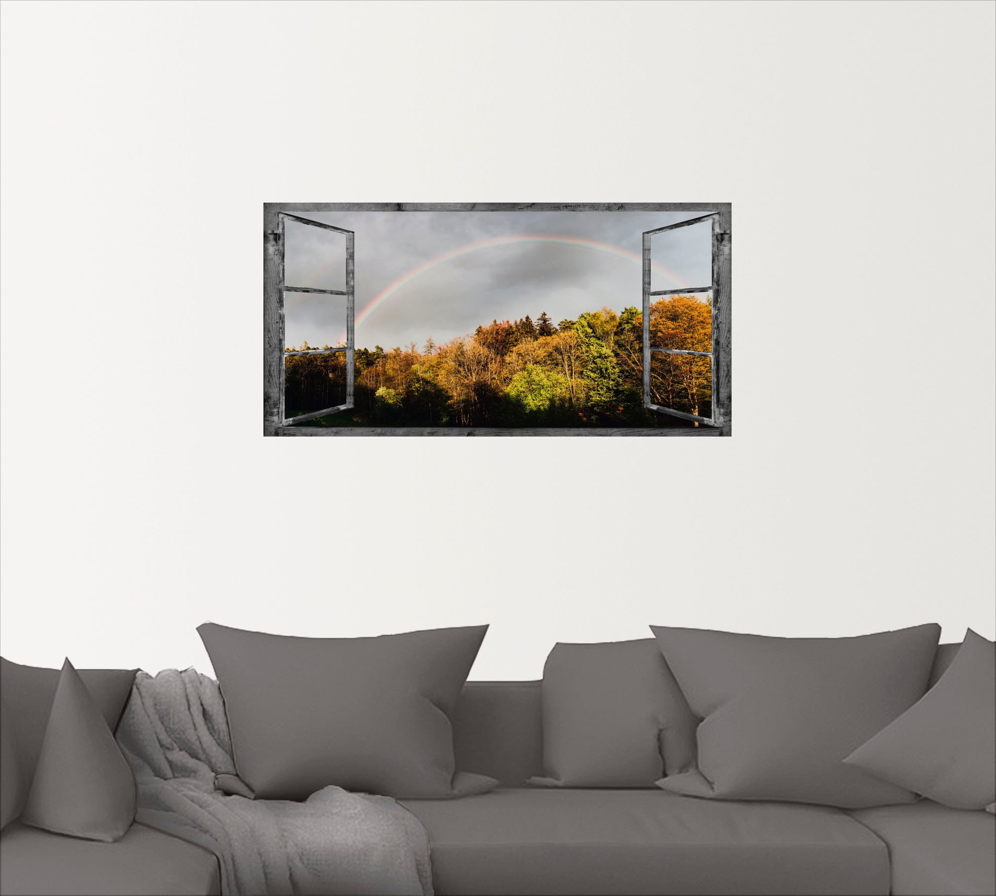 Artland Wandbild "Fensterblick - Regenbogen", Fensterblick, (1 St.), als Le günstig online kaufen