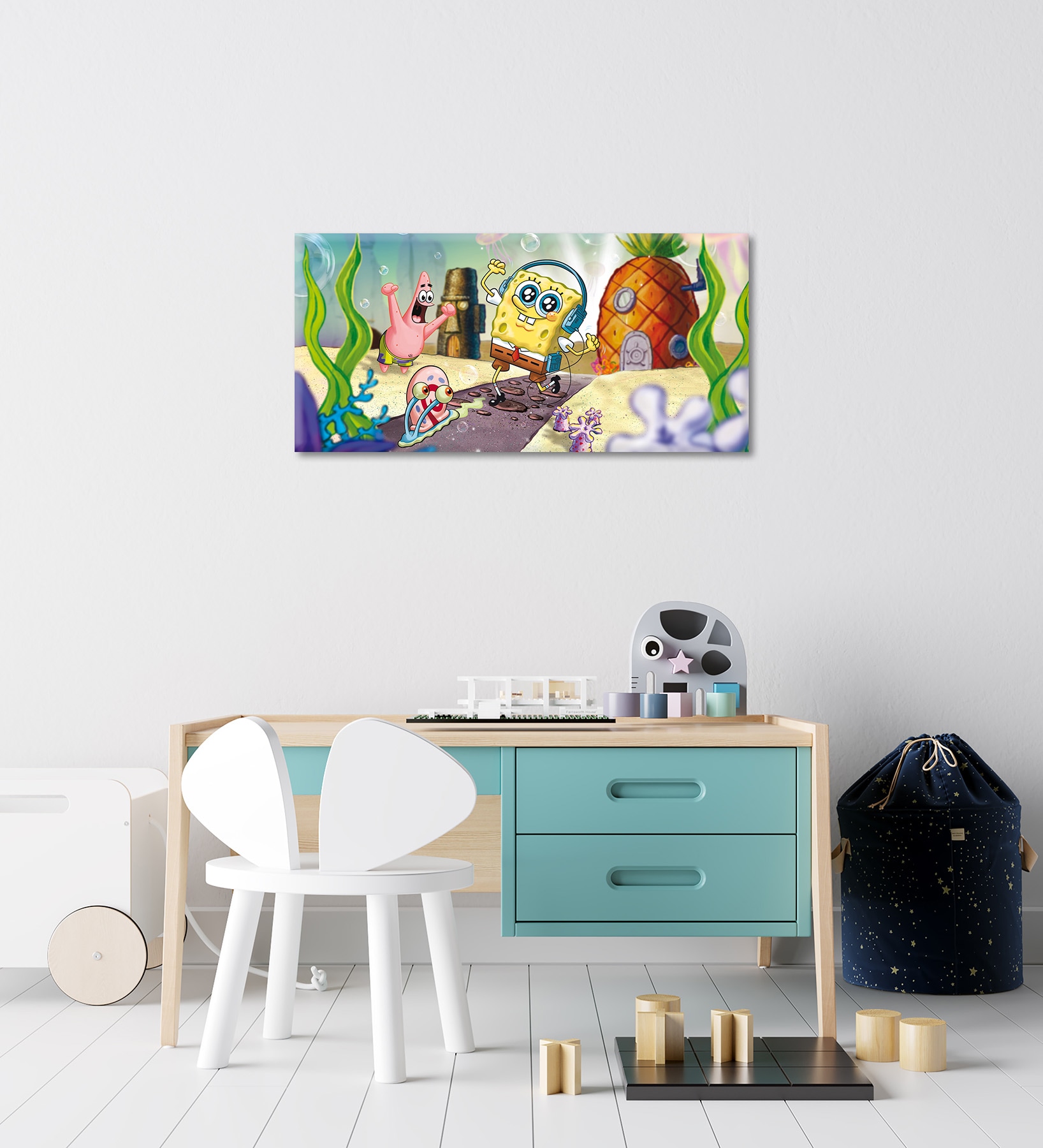 Bönninghoff Leinwandbild »Wandbild SPONGEBOB SPAZIERGANG 33x70 cm – Leinwandbild Keilrahmen Deko« Filmfiguren | Serien 1 Stk. tlg. auf Keilrahmen gespannt